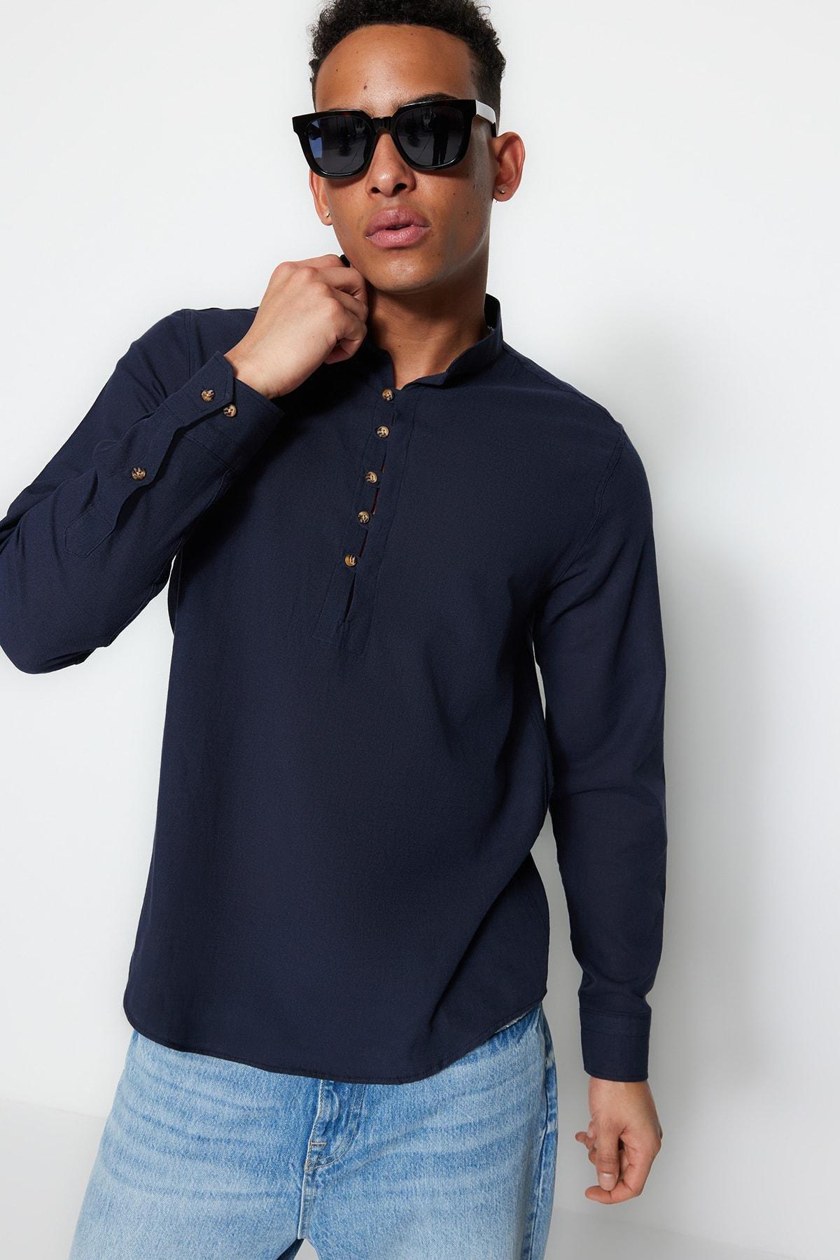 Trendyol - Blue Fitted Shirt