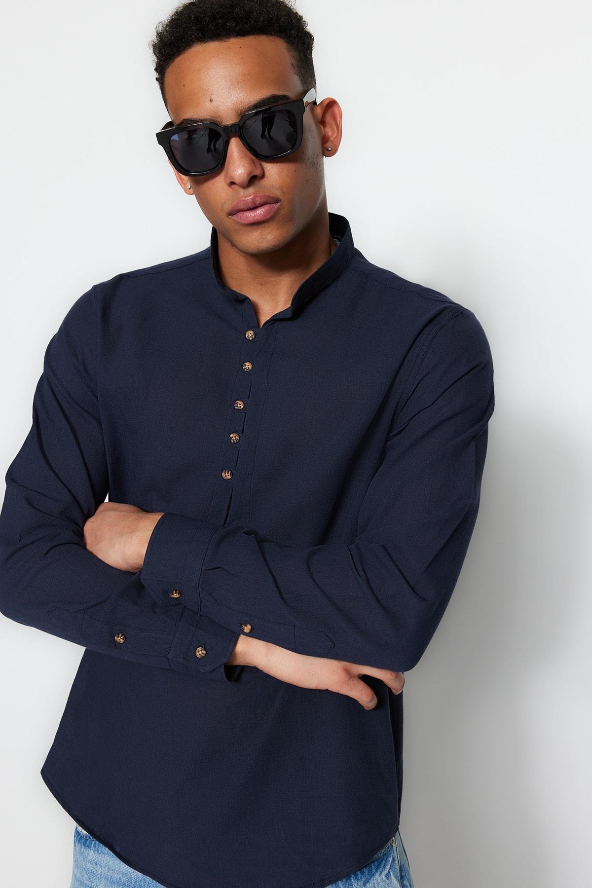 Trendyol - Blue Fitted Shirt