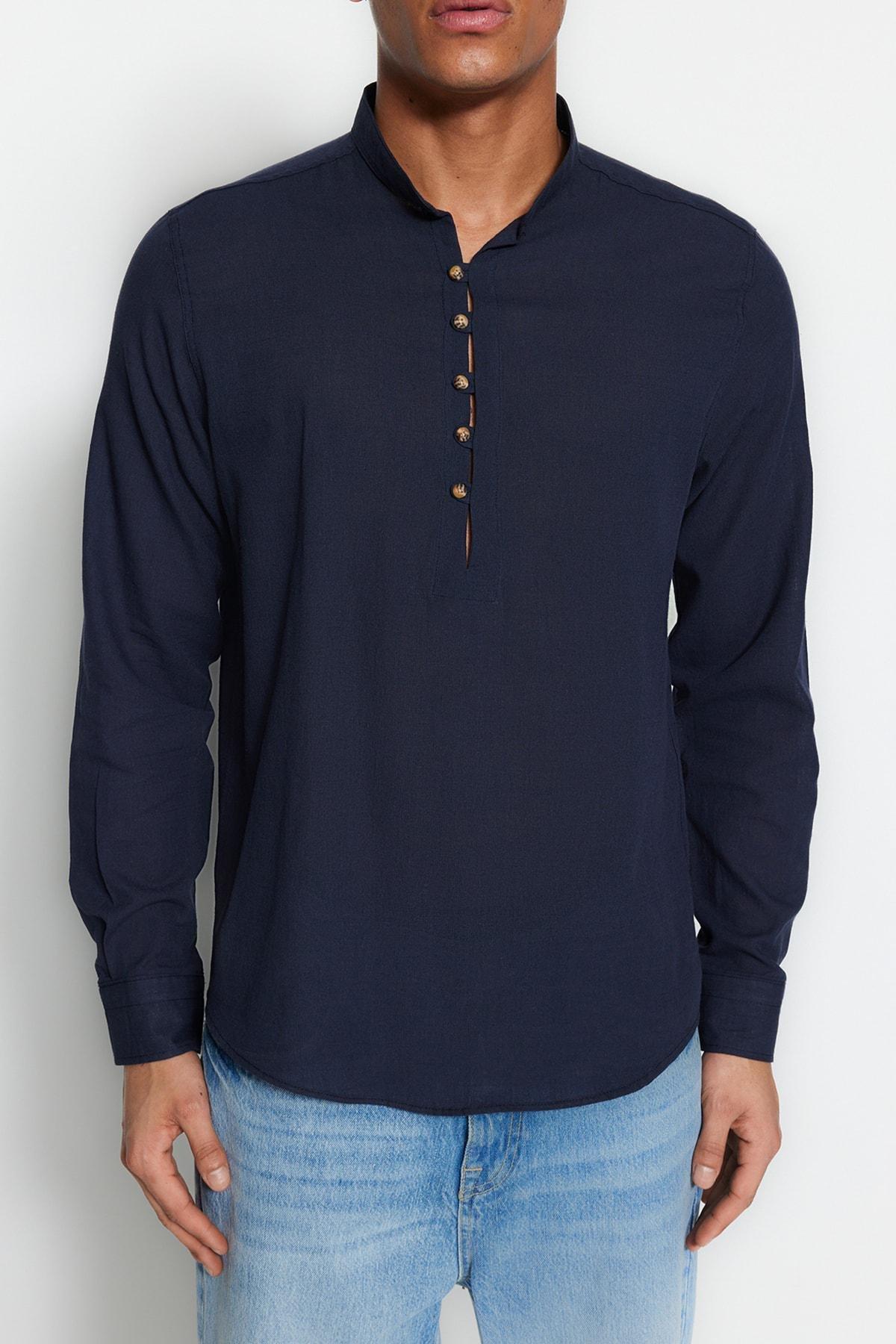 Trendyol - Blue Fitted Shirt