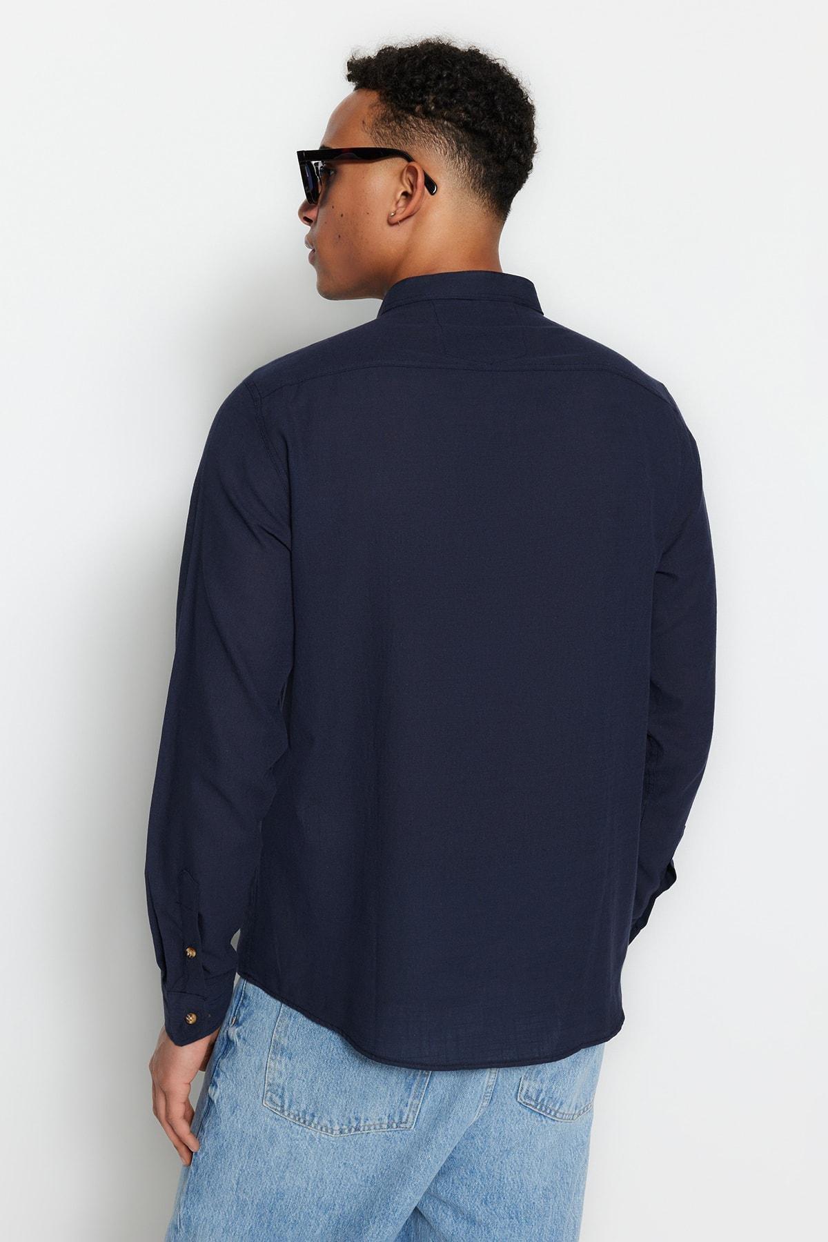 Trendyol - Blue Fitted Shirt