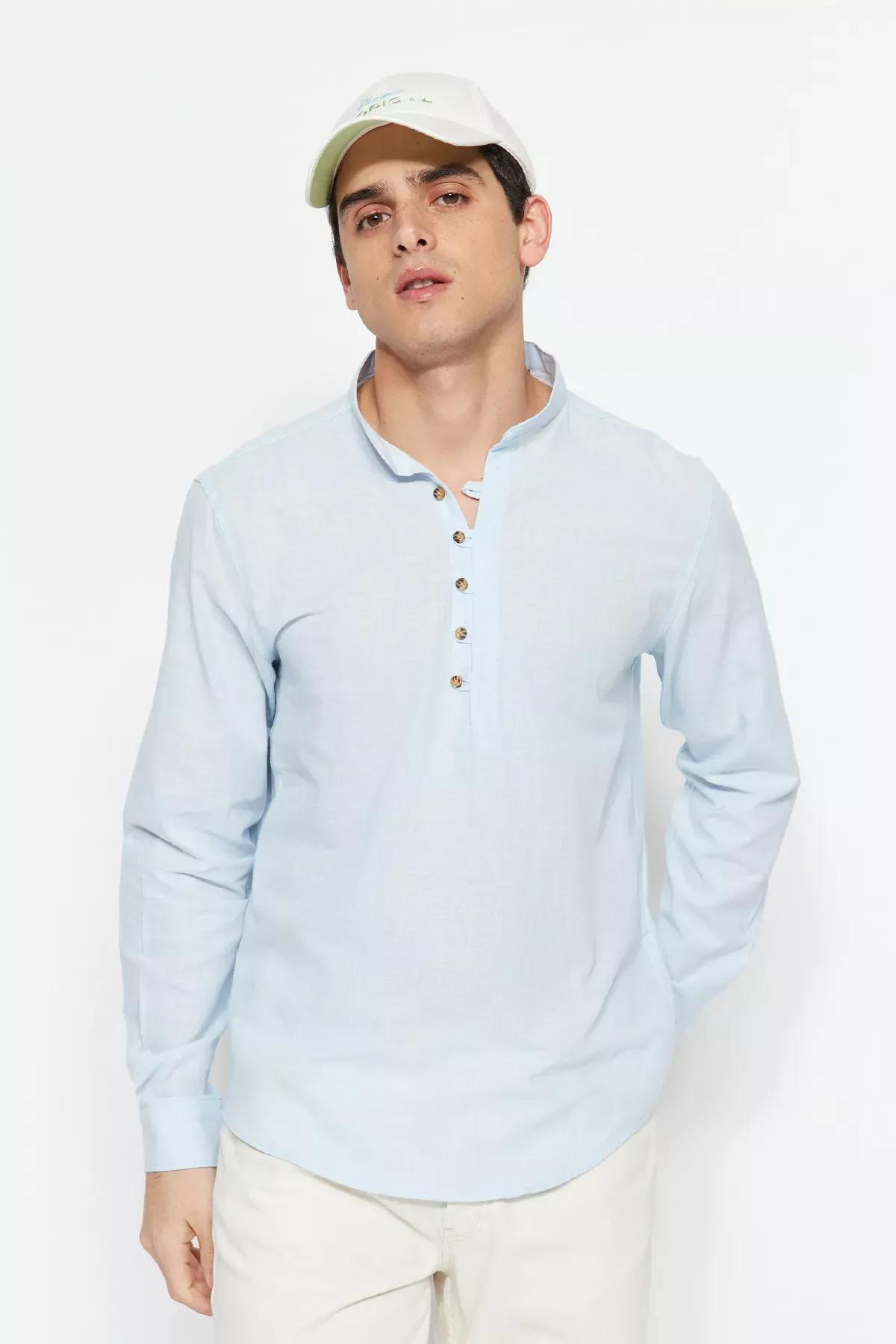 Blue Fitted Shirt, Blue, large image number 1
