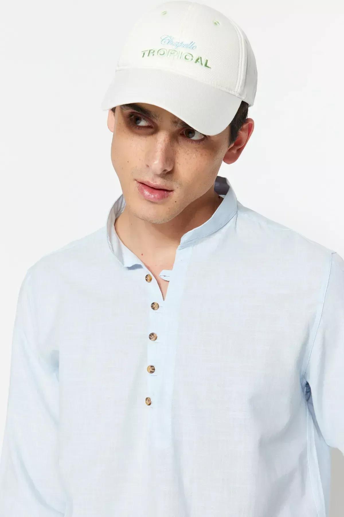 Blue Fitted Shirt, Blue, large image number 4