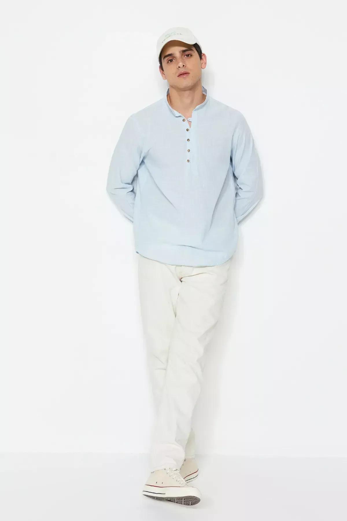 Blue Fitted Shirt, Blue, large image number 6