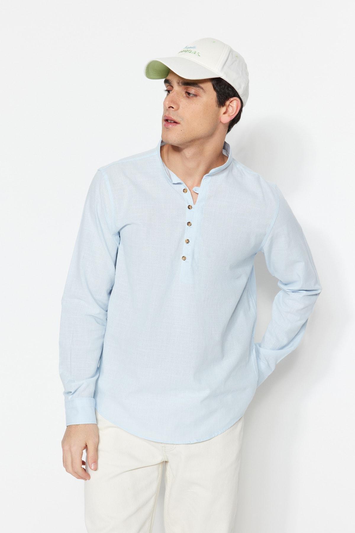 Blue Fitted Shirt, , large image number 8