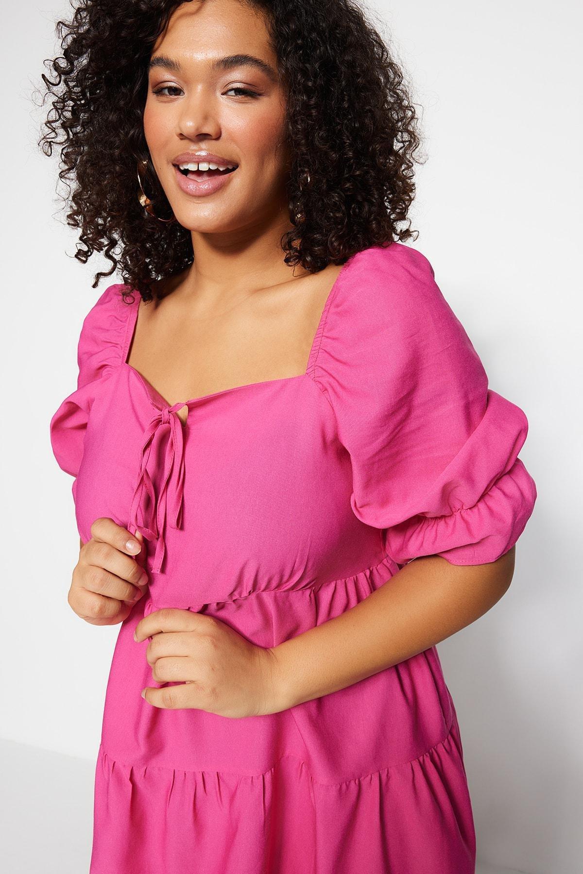 Pink skater hotsell dress plus size