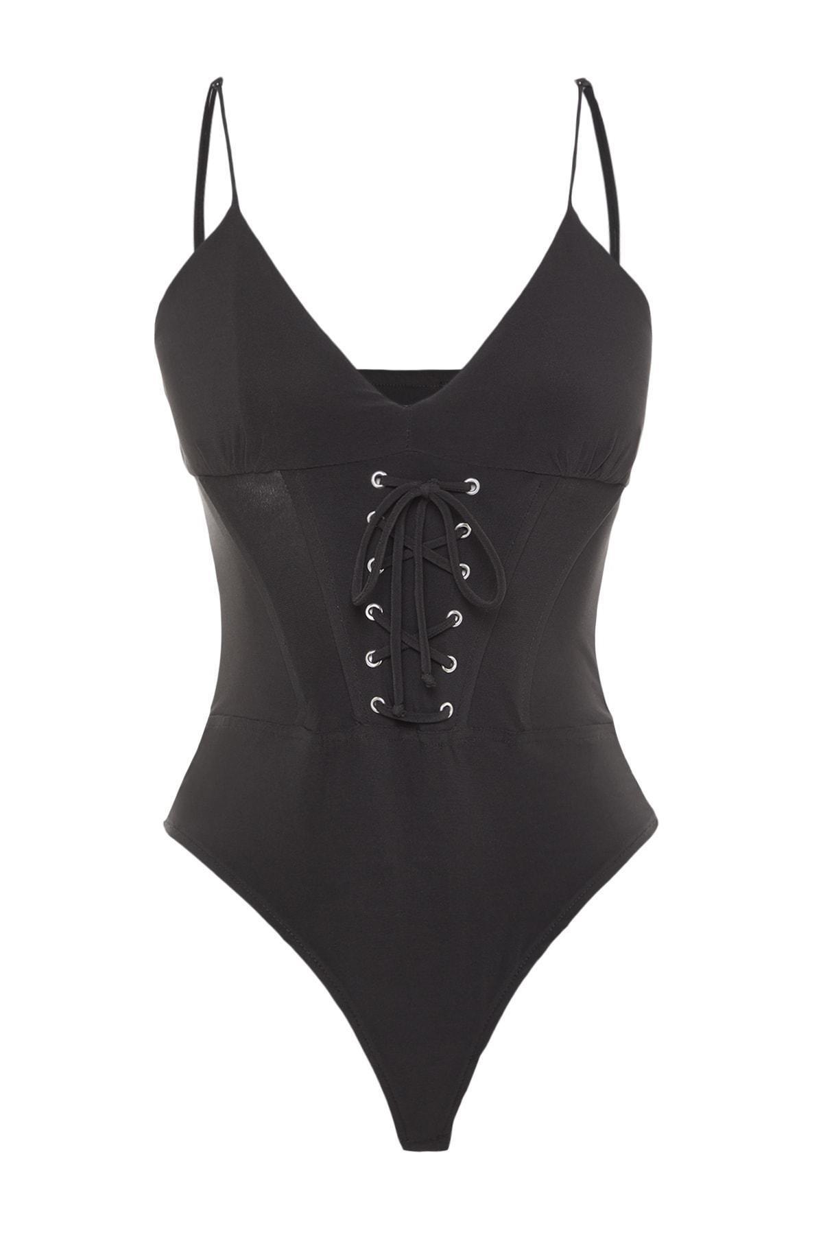 Trendyol - Black Corsetery-Inspired Bodysuit