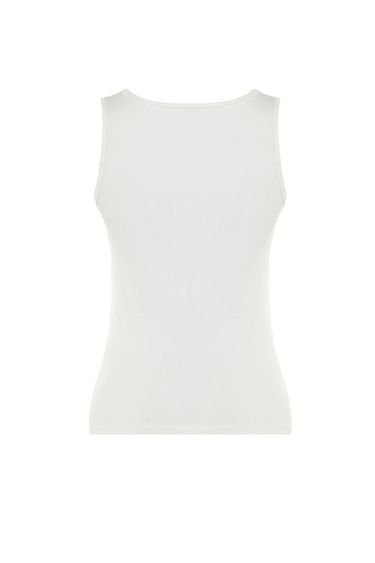 White Fitted Square Collar Tank Top, , large image number 8