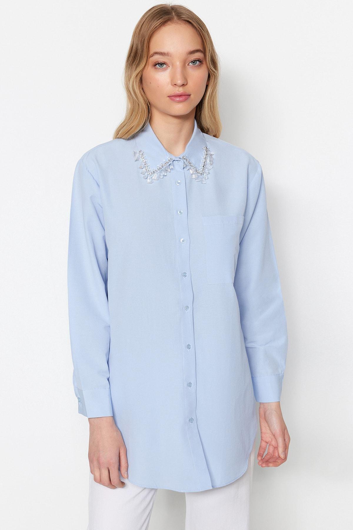 Blue Shirt With Rhinestone Design, , large image number 1