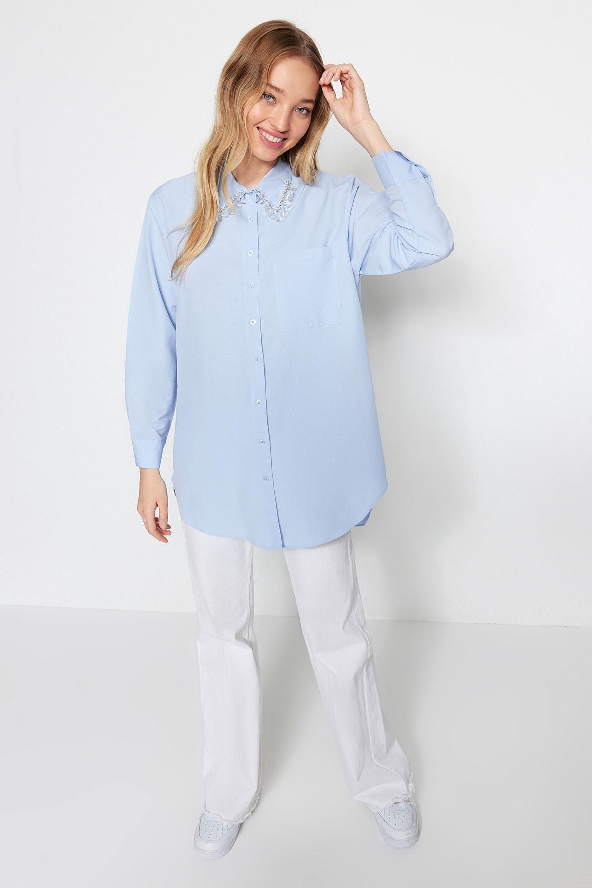 Blue Shirt With Rhinestone Design, , large image number 2