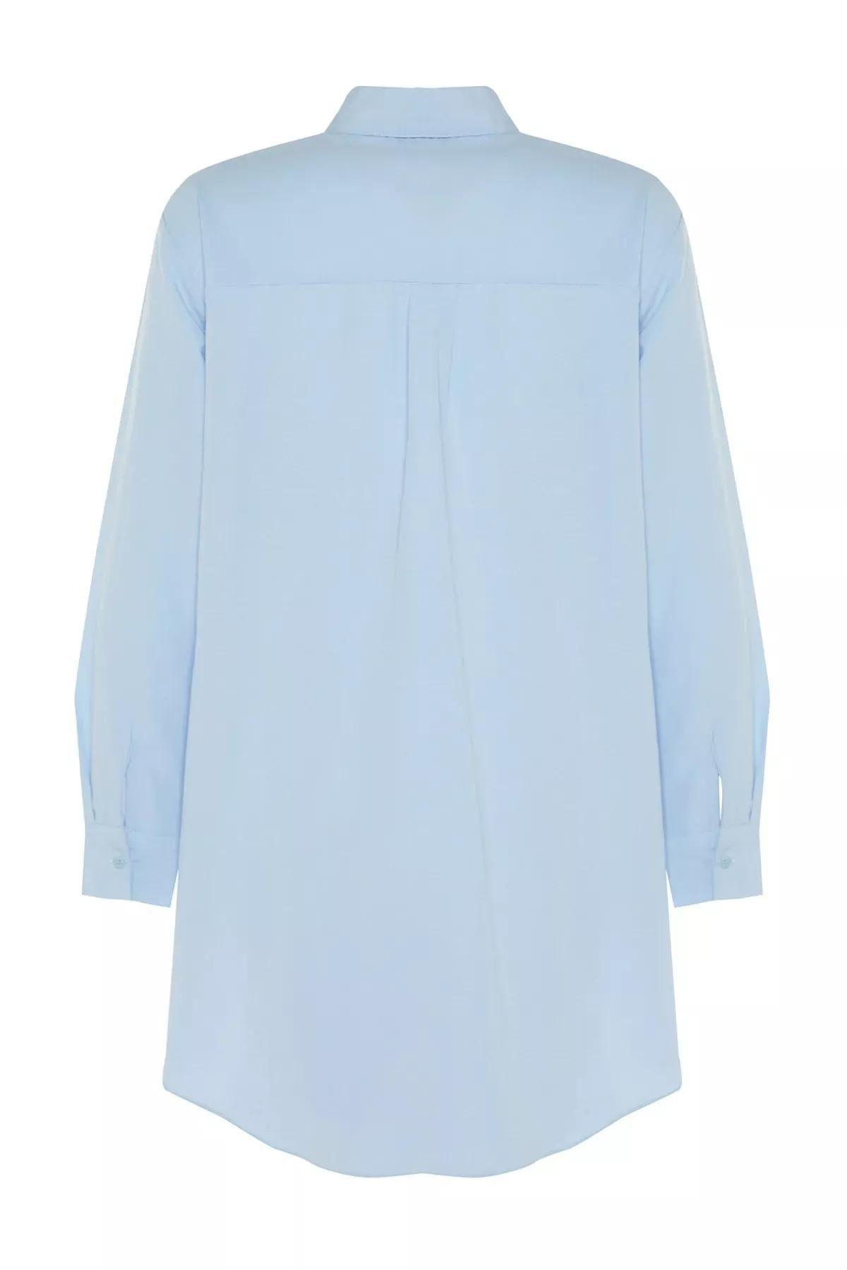 Blue Shirt With Rhinestone Design, Blue, large image number 5