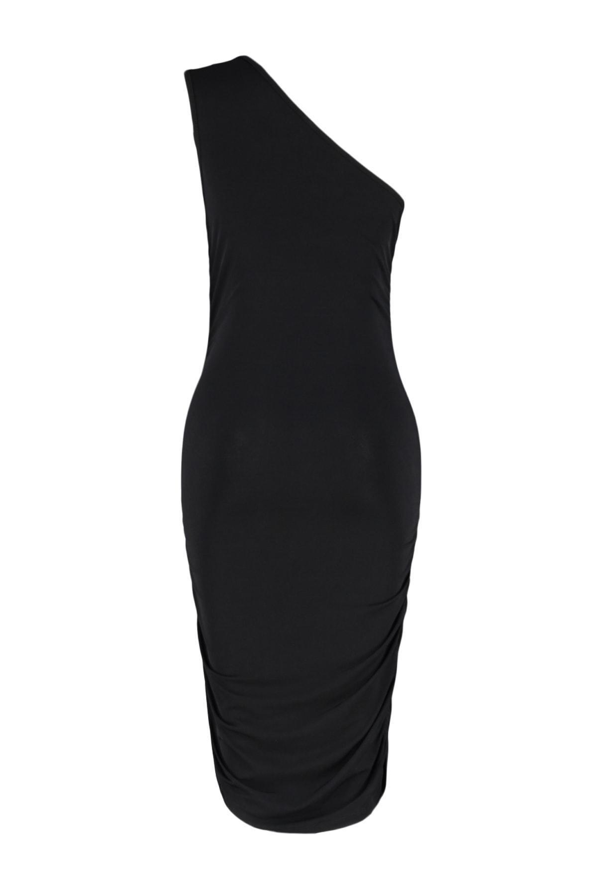 Black One Shoulder Bodycon Dress, , large image number 5