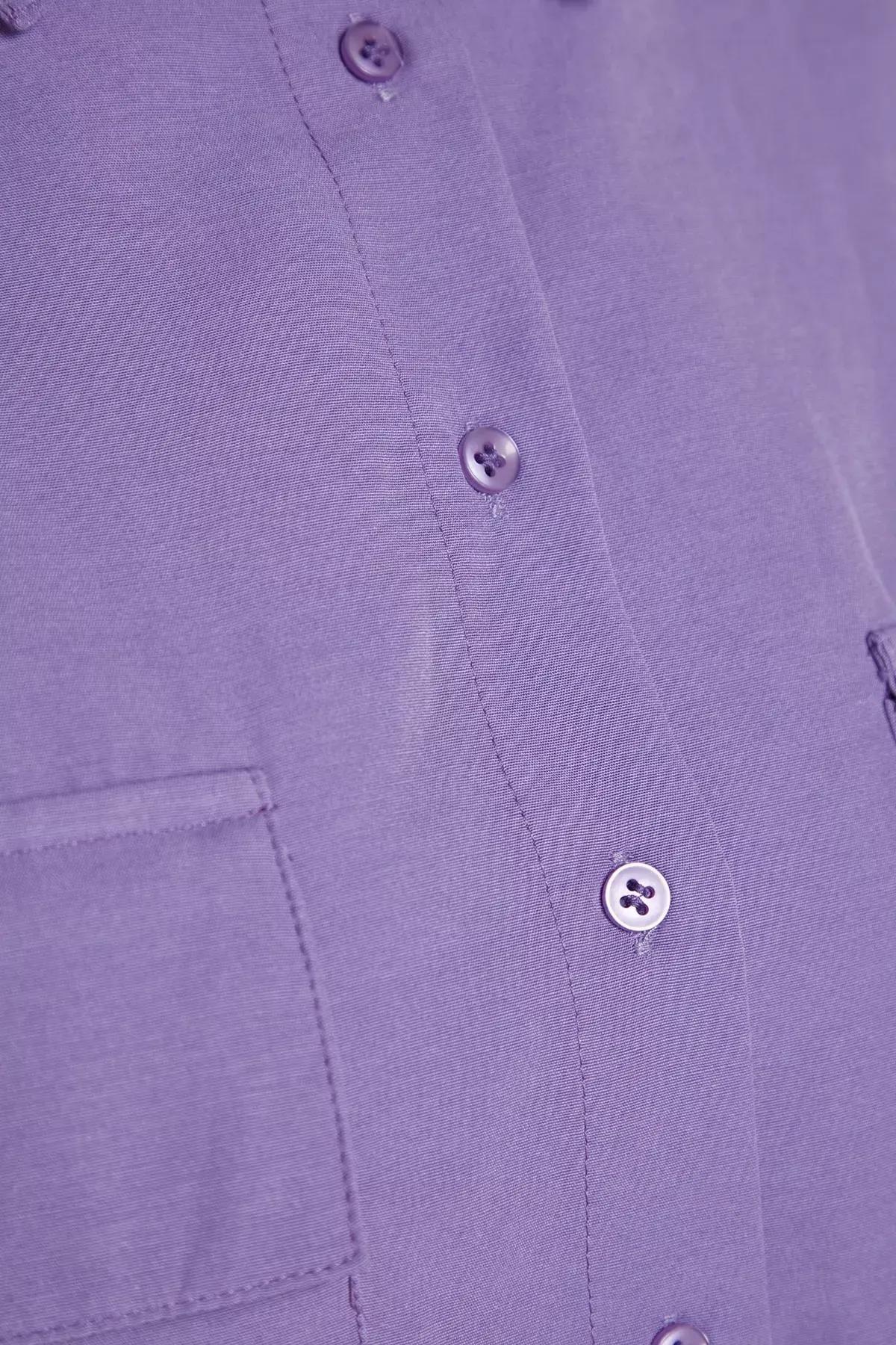 قميص بقصة فضفاضة بأكمام منسدلة، بنفسجي, Purple, large image number 5
