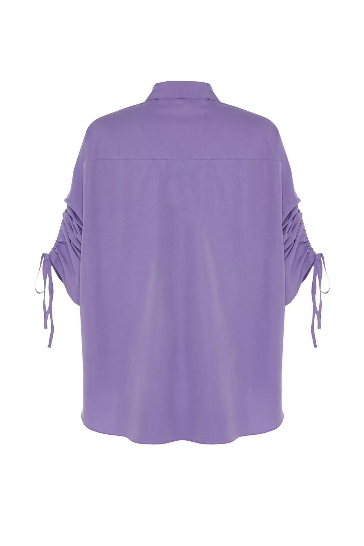 قميص بقصة فضفاضة بأكمام منسدلة، بنفسجي, Purple, large image number 6