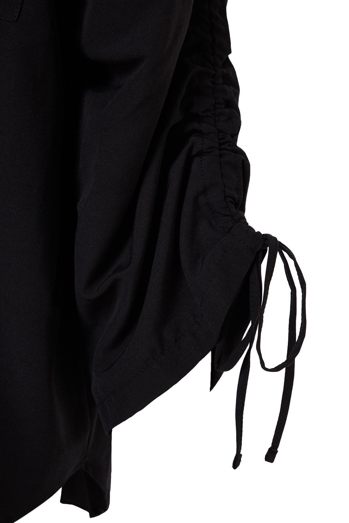 Black Ruffled Sleeve Shirt, , large image number 6