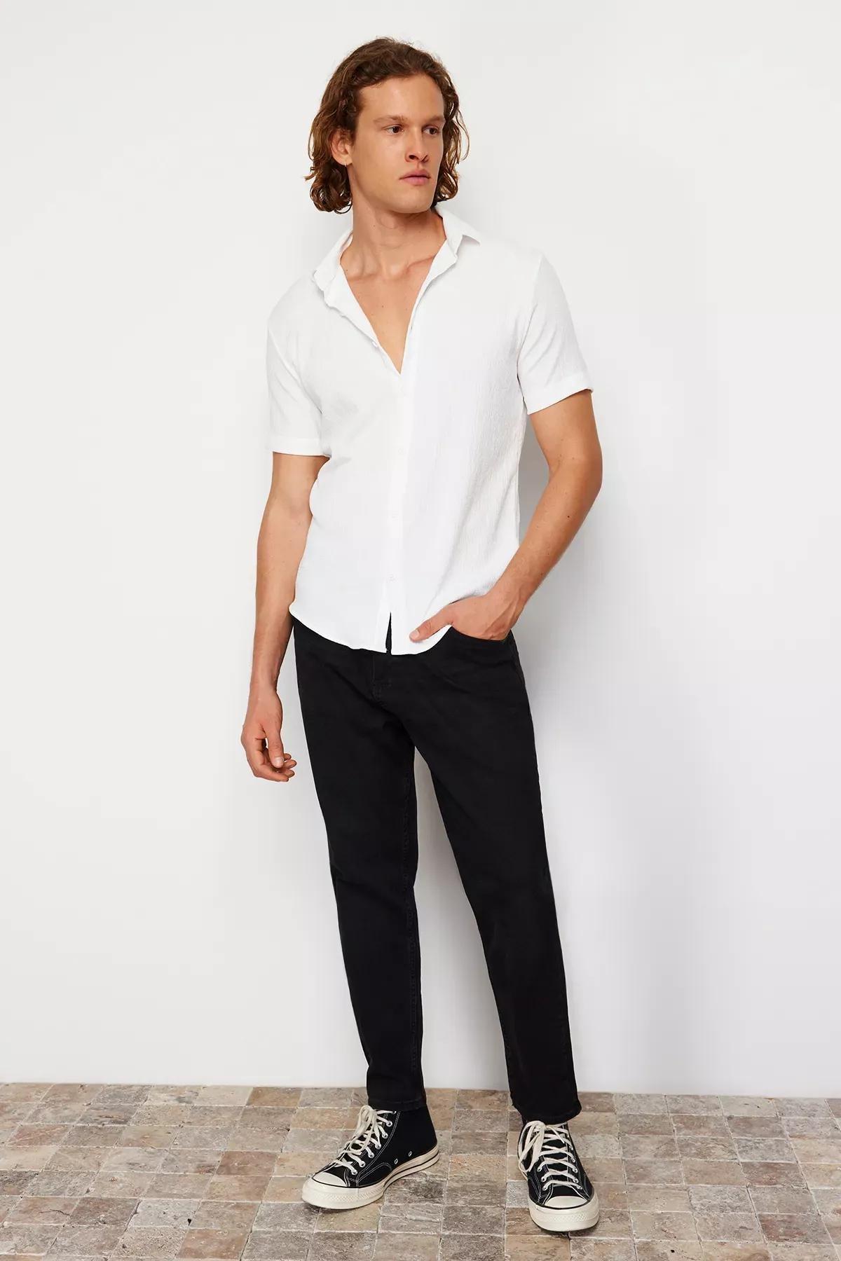 White Regular Fit Knit Shirt, C101_5696, large image number 1