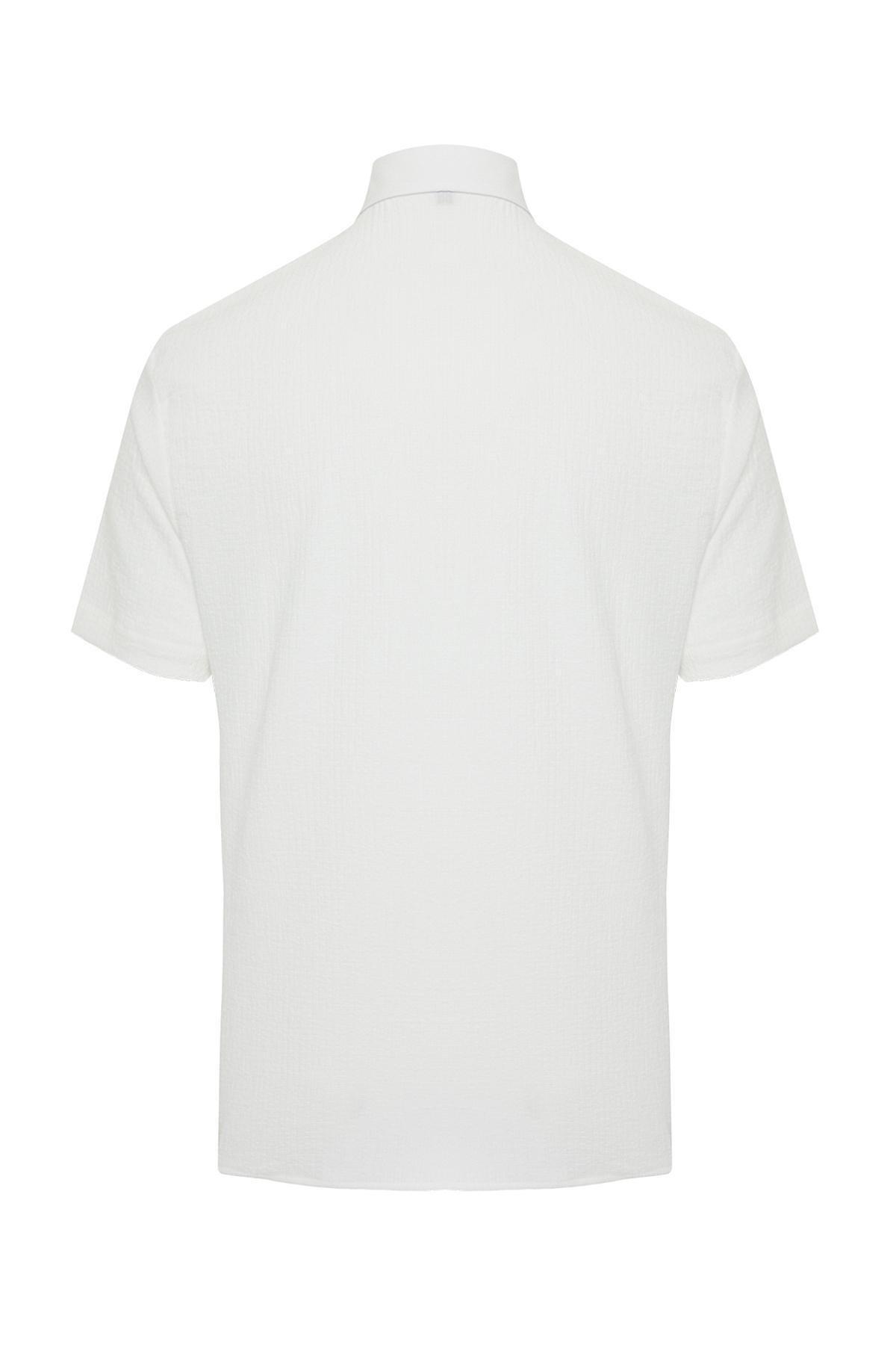 White Regular Fit Short Sleeve Summer Textured Knitted Shirt TMNSS23GO00055, single, , large image number 6