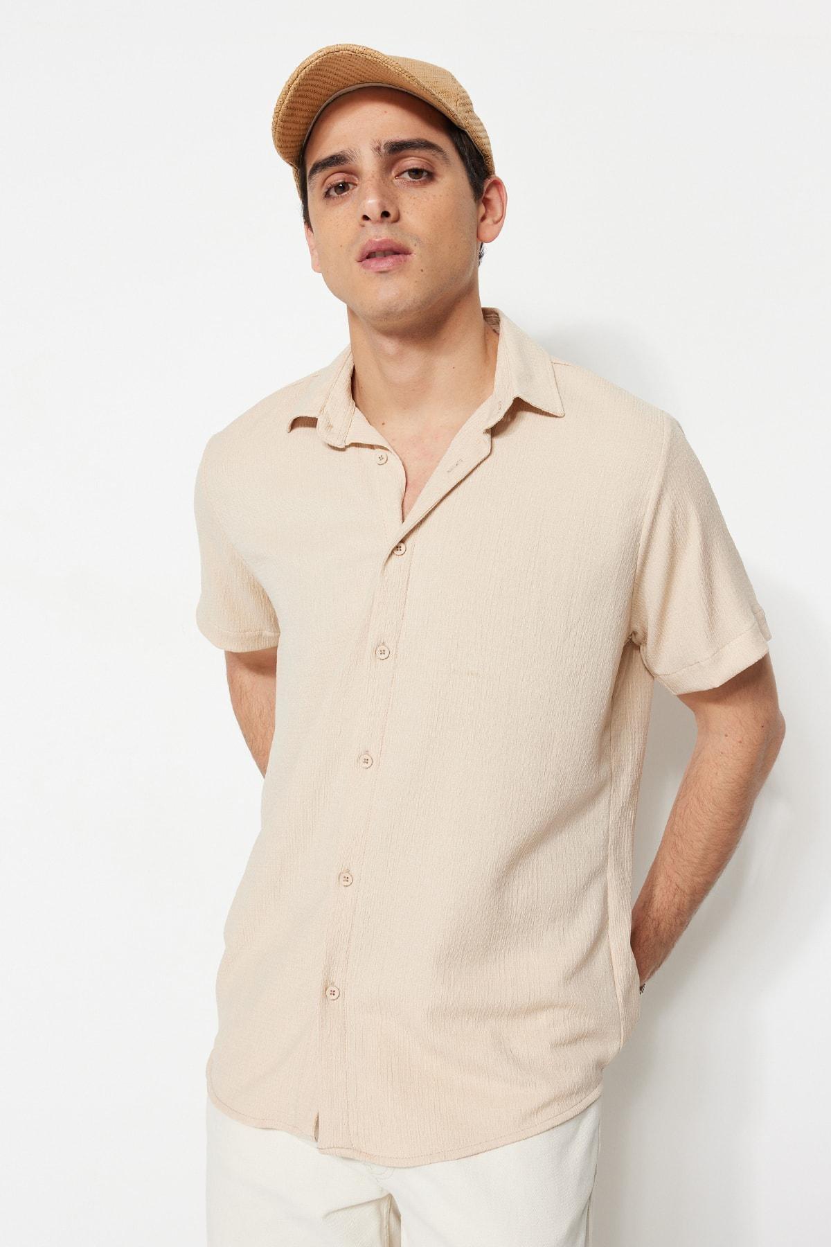 Beige Collared Shirt, Beige, large image number 0