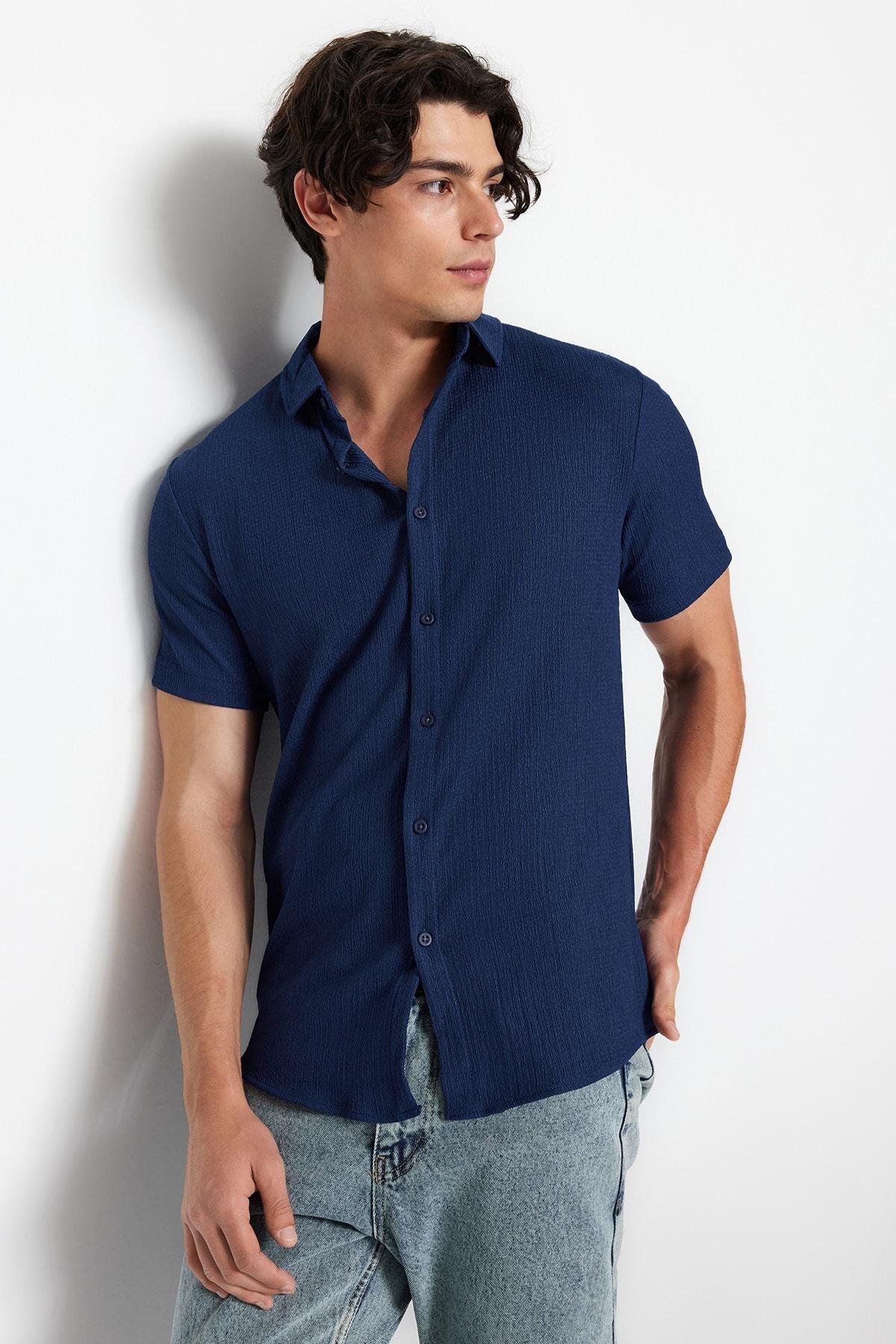 Blue Regular Fit Short Sleeve Shirt, , large image number 1