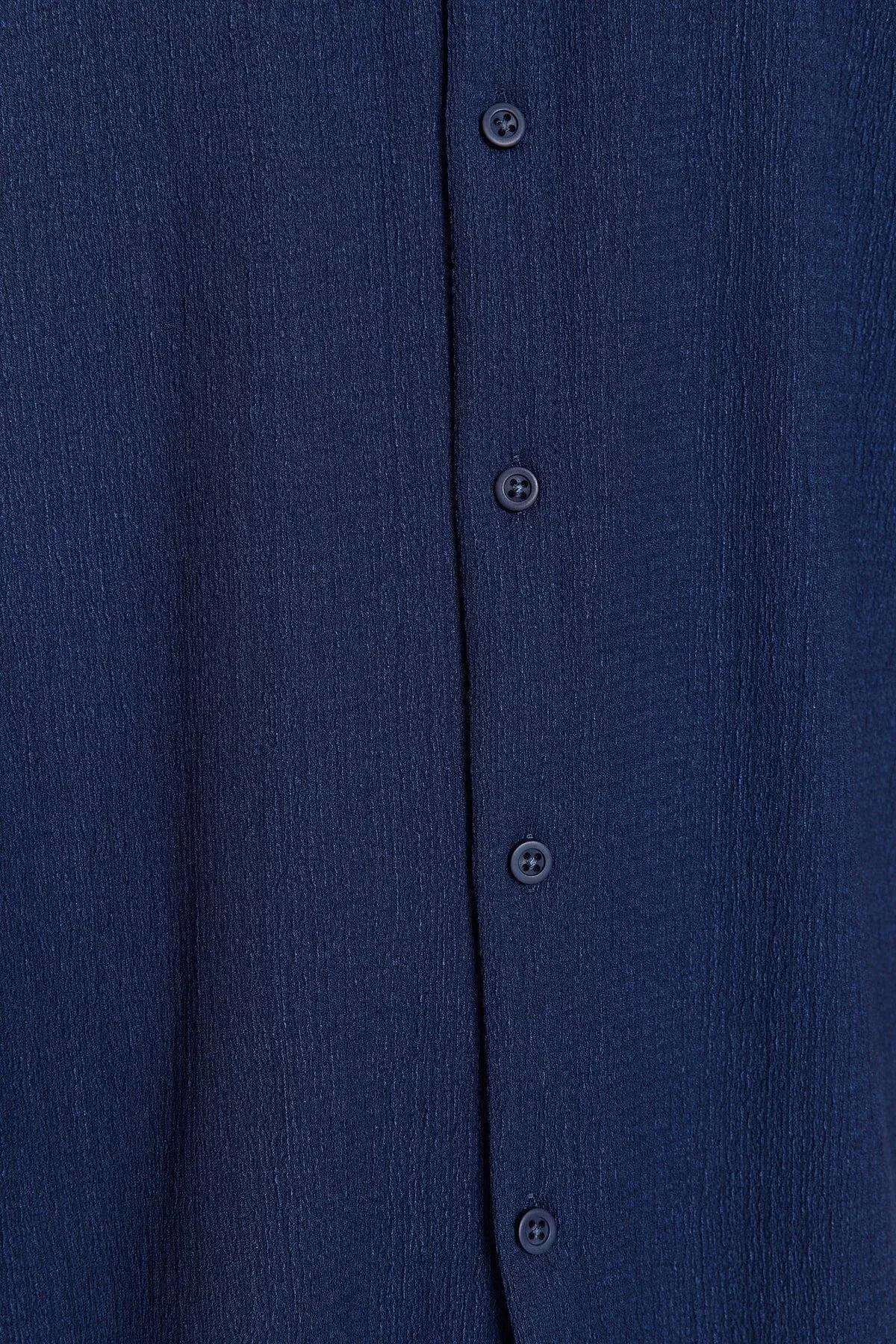 Blue Regular Fit Short Sleeve Shirt, Dark blue, large image number 3