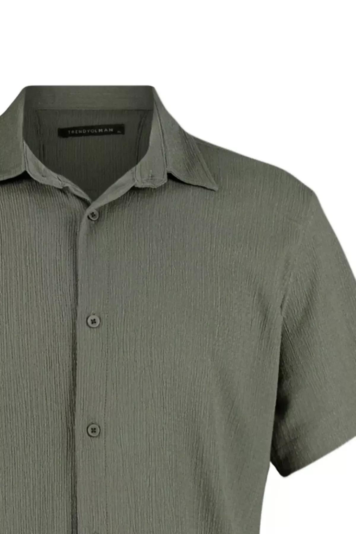 Khaki Linen Short Sleeves Shirt, Khaki, large image number 7