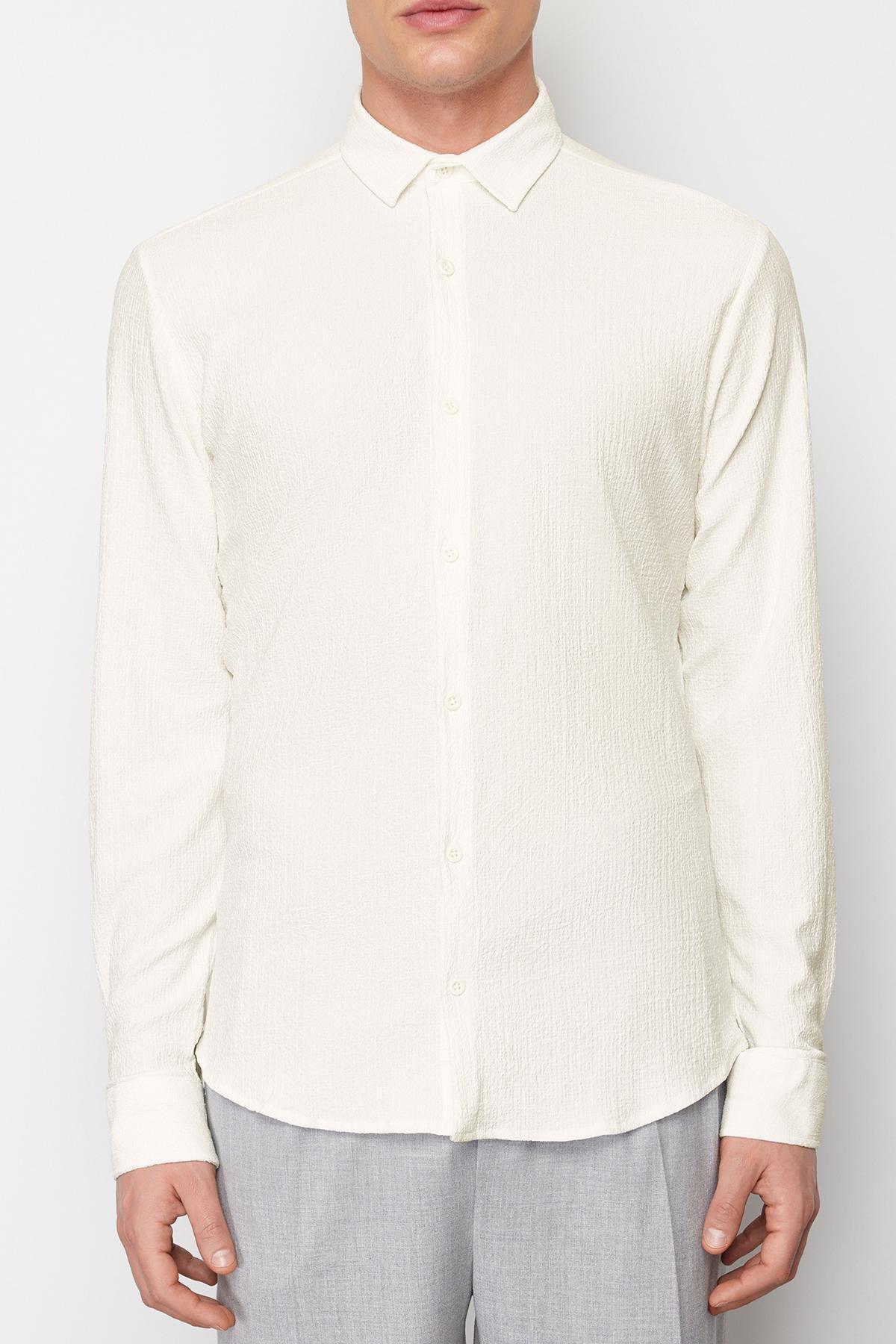 Cream Fitted Shirt, , large image number 1