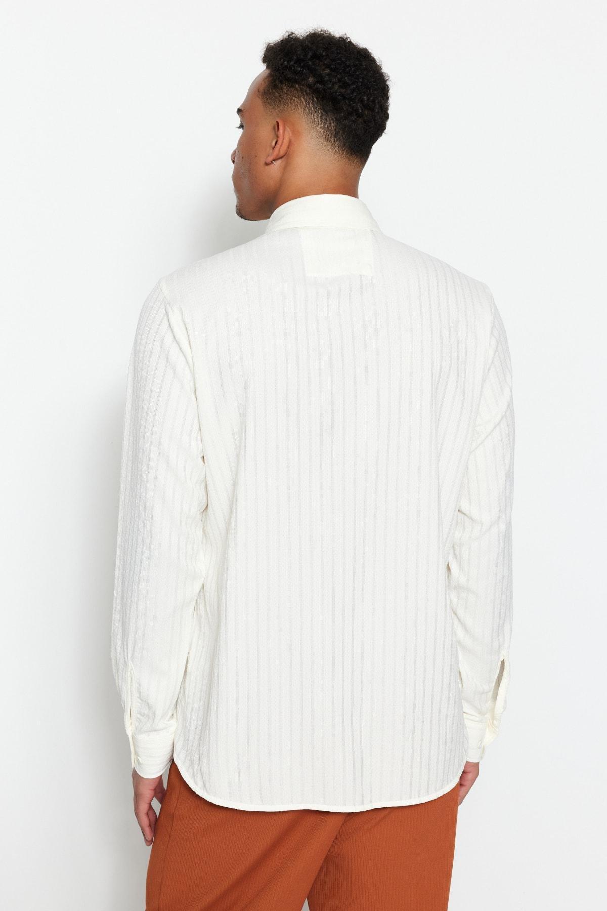 Cream Fitted Shirt, , large image number 4