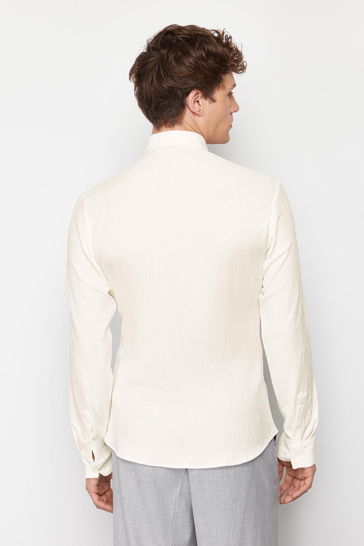 Cream Fitted Shirt, , large image number 6