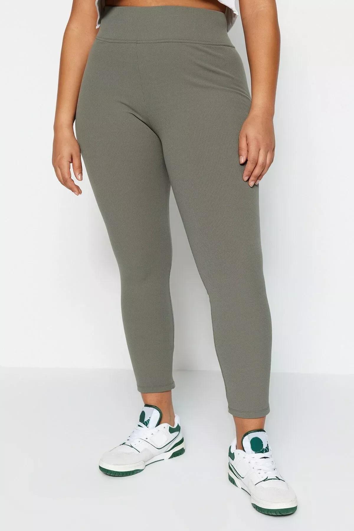 ليجينز بخصر مرتفع للمقاسات الكبيرة، كاكي, Khaki, large image number 3