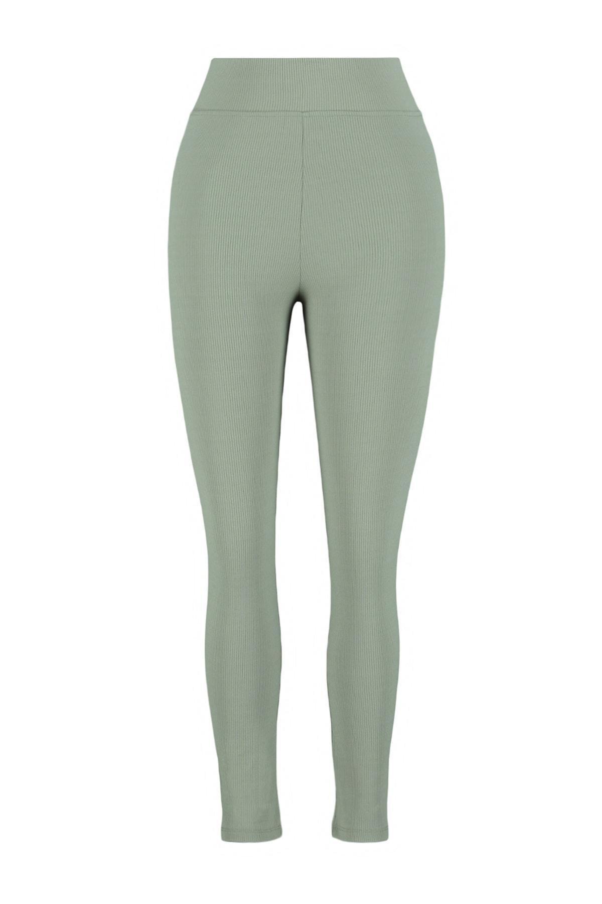 Khaki High Waist Plus Size Leggings, , large image number 5