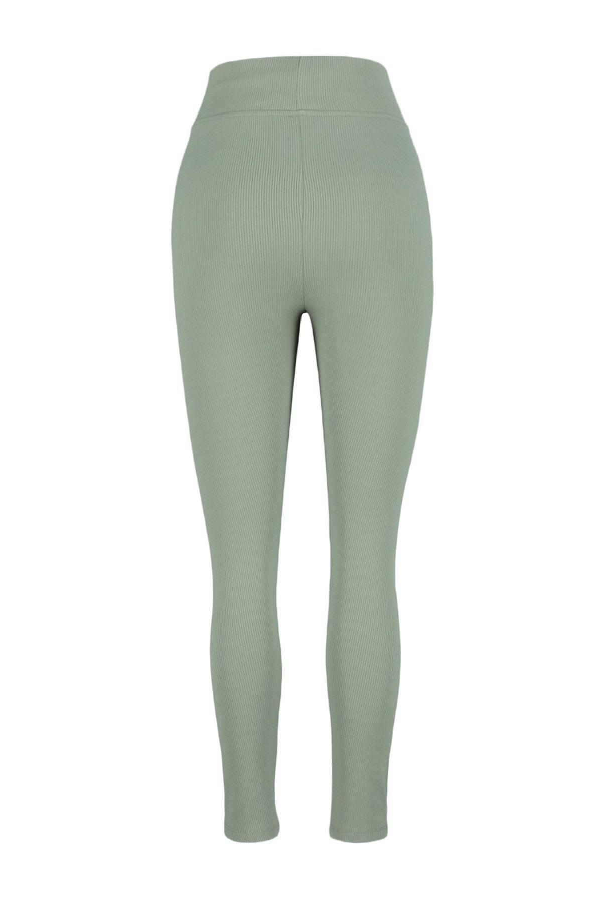 Khaki High Waist Plus Size Leggings, , large image number 6