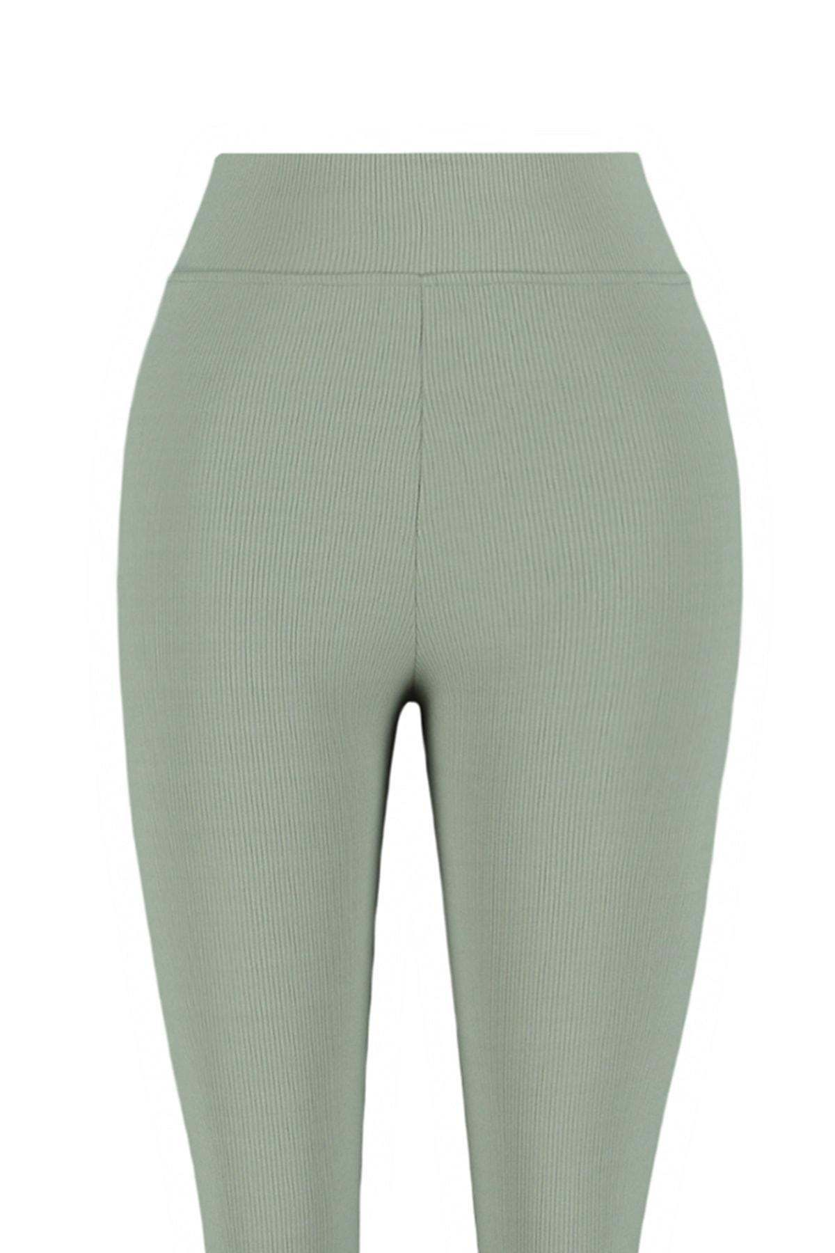Khaki High Waist Plus Size Leggings, , large image number 7