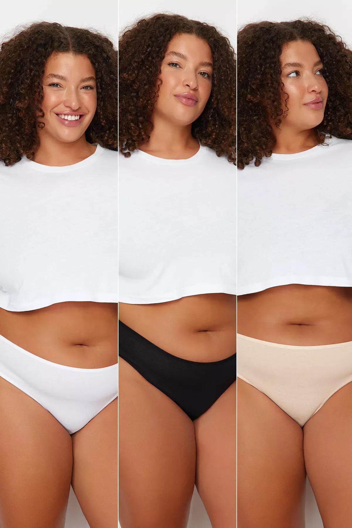 Multicolour Plus Size Underwear, Set Of 3, Multicolor, medium