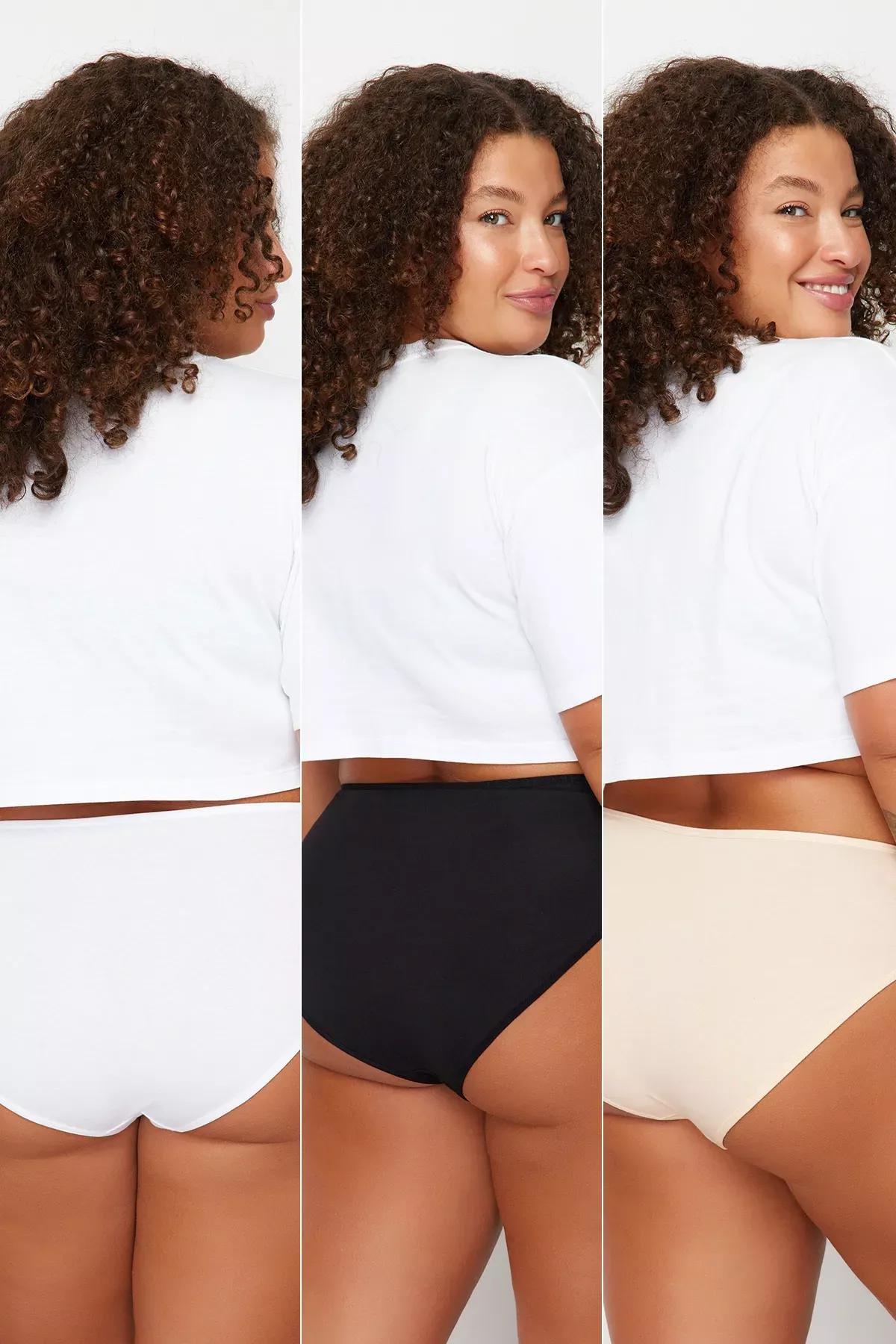 Multicolour Plus Size Underwear, Set Of 3, Multicolor, medium