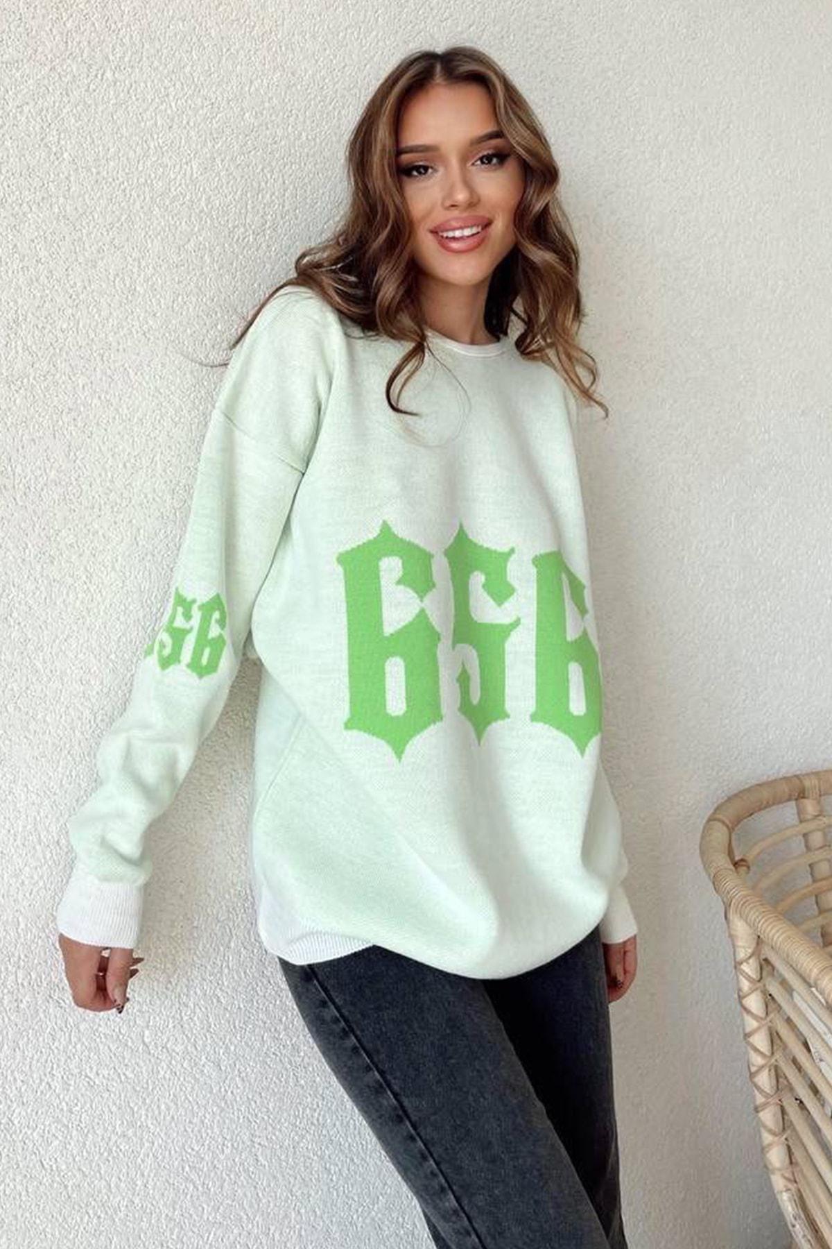 Green Printed Oversize Sweater Co-Ord Set, , large image number 0