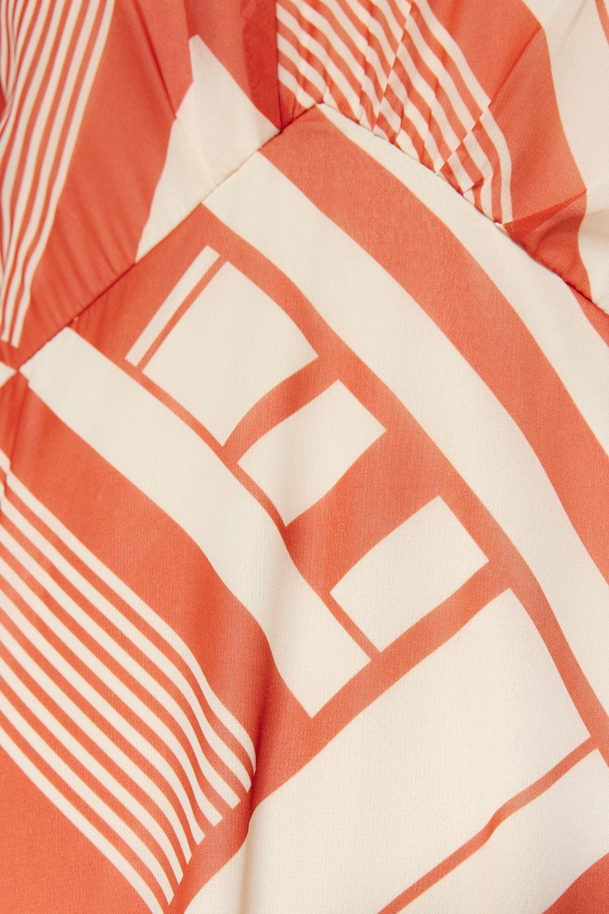 Orange Geometric A-Line Dress, , large image number 4
