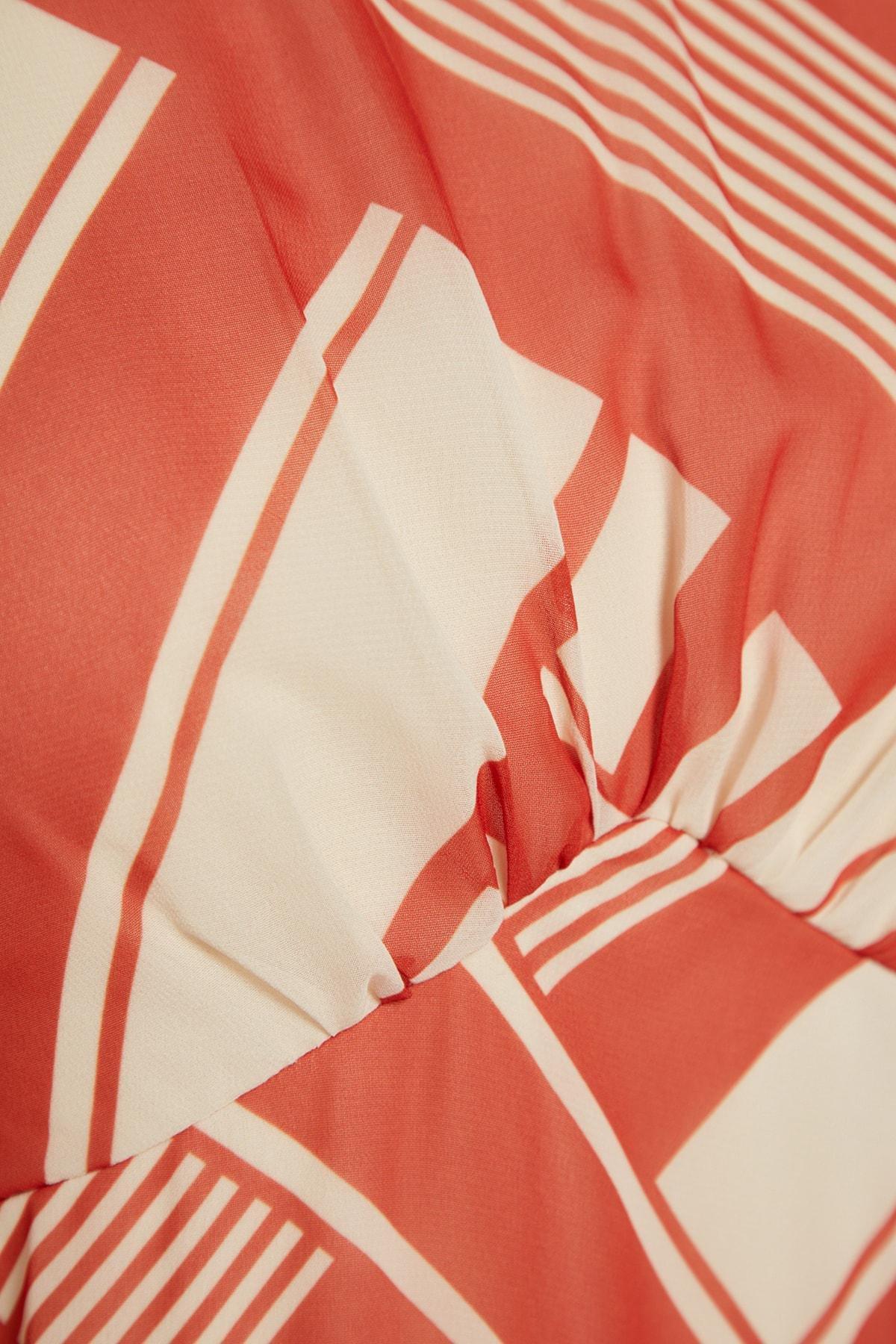 Orange Geometric A-Line Dress, , large image number 6