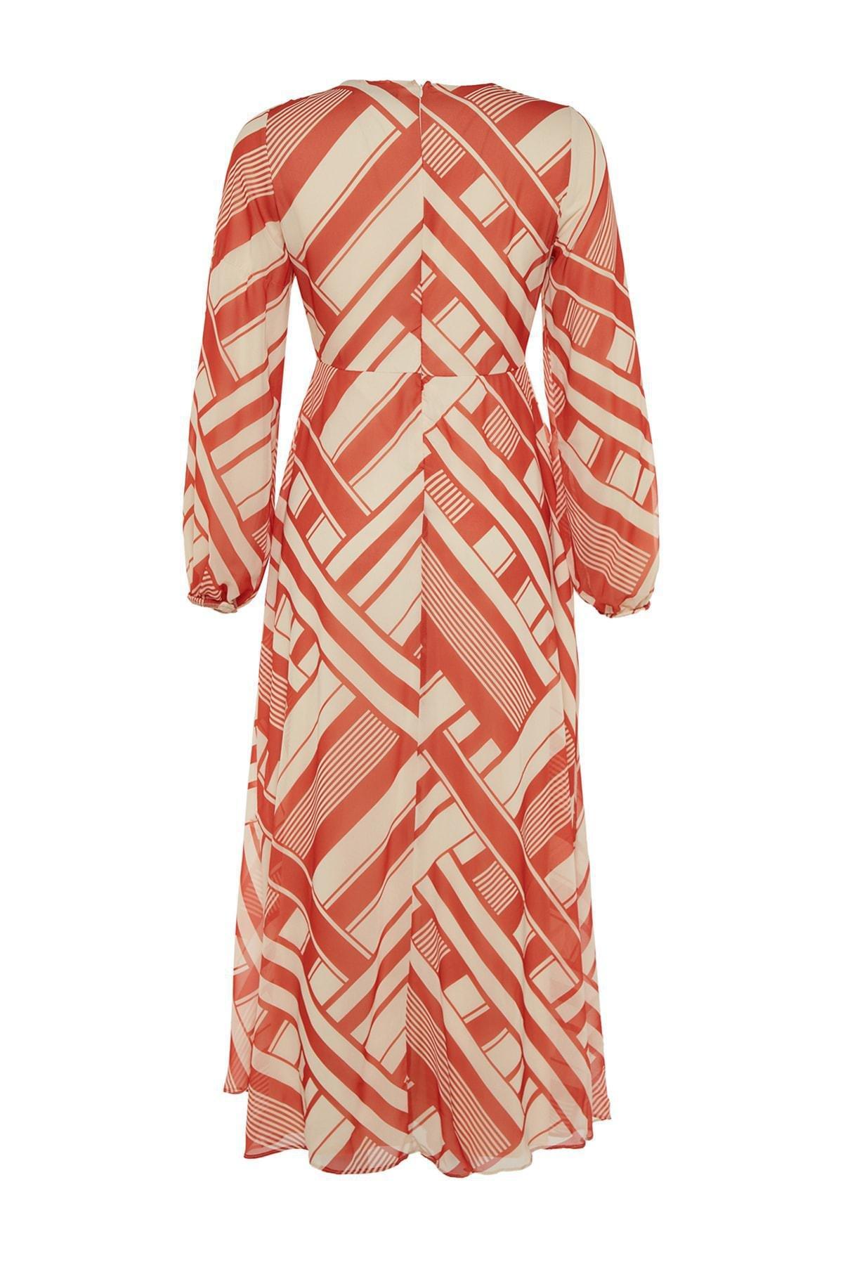 Orange Geometric A-Line Dress, , large image number 7