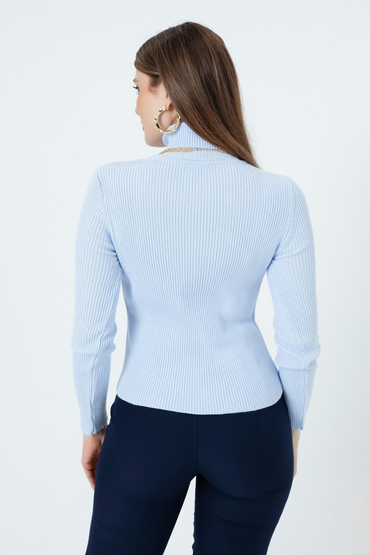 Lafaba - Blue Turtleneck Knitted Sweater