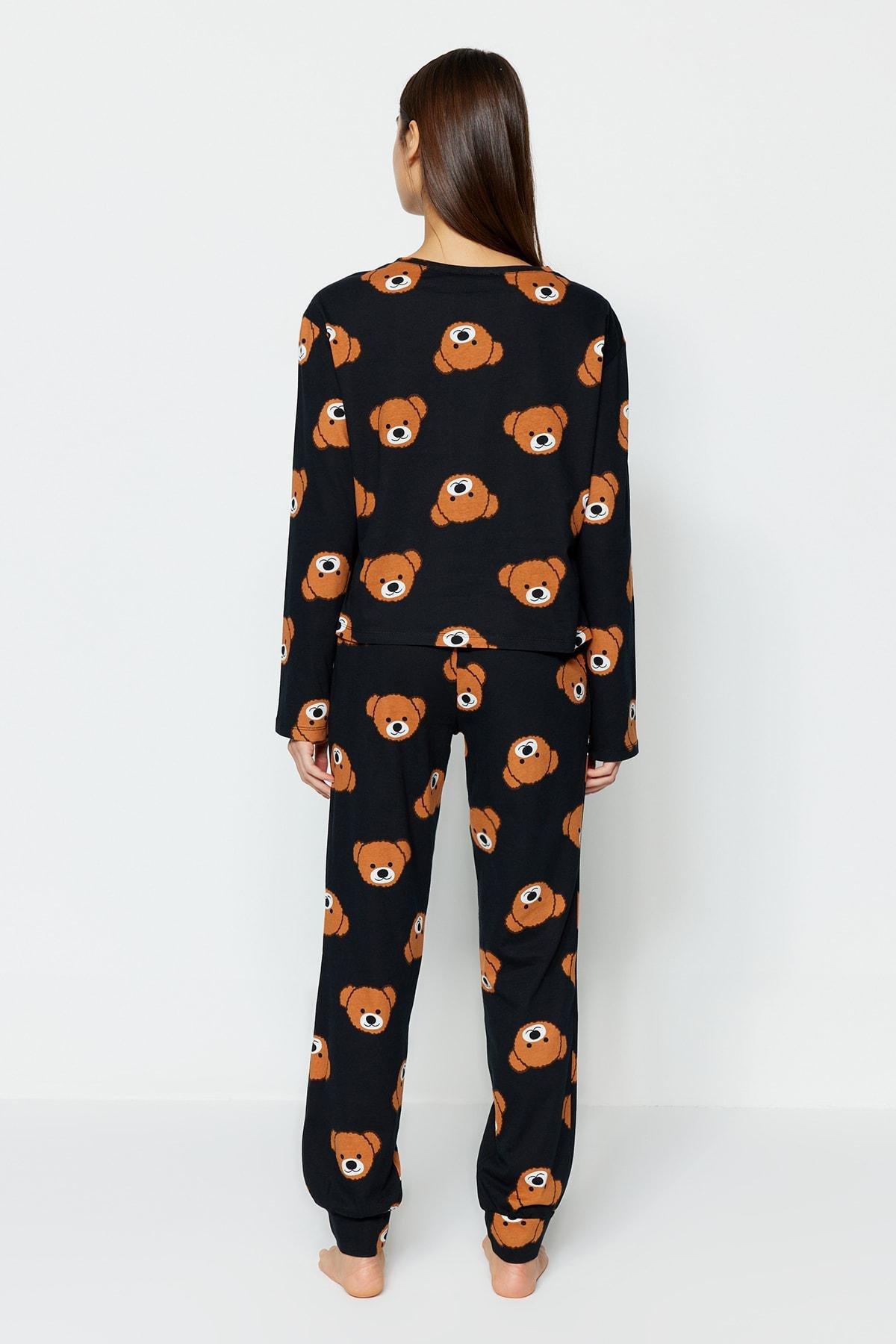 Black Crew Neck Pyjama Set, , large image number 4
