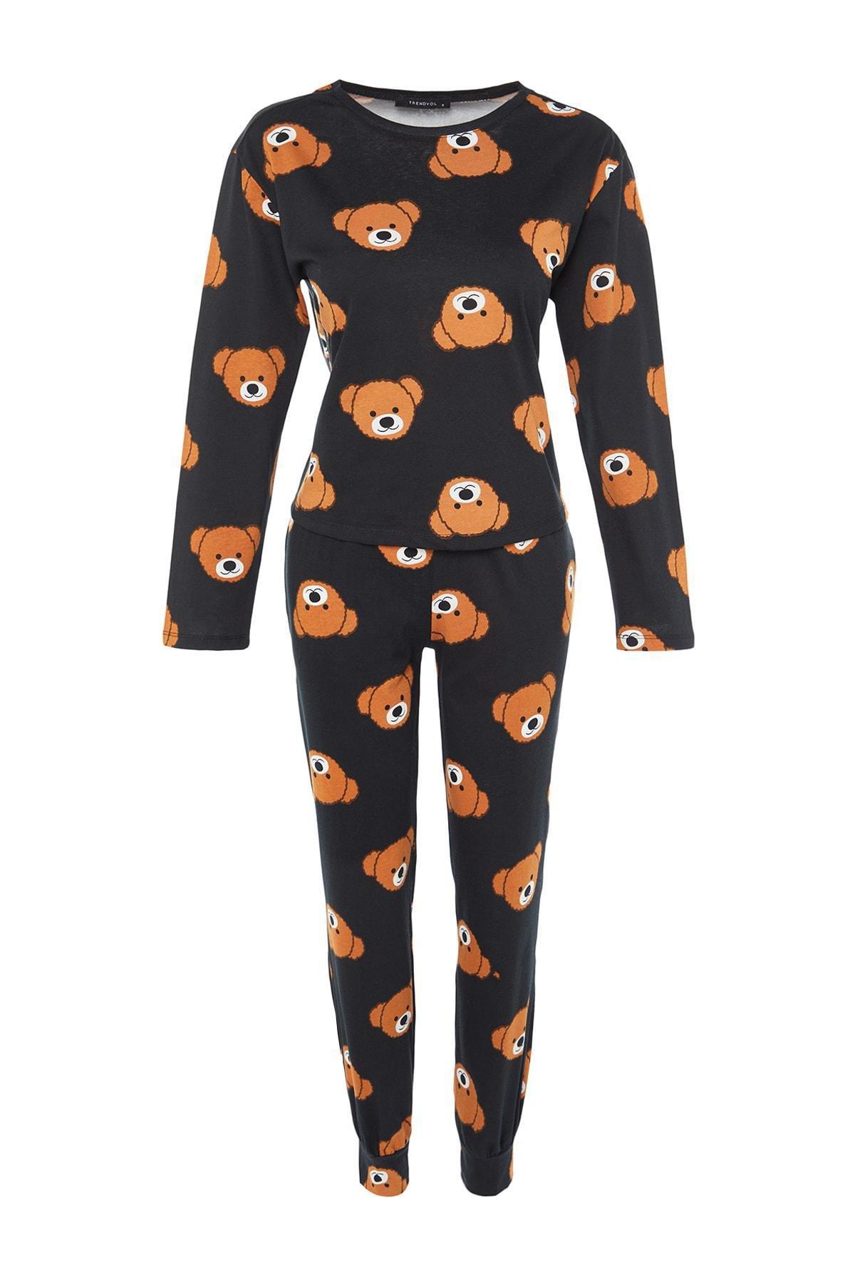 Black Crew Neck Pyjama Set, , large image number 5