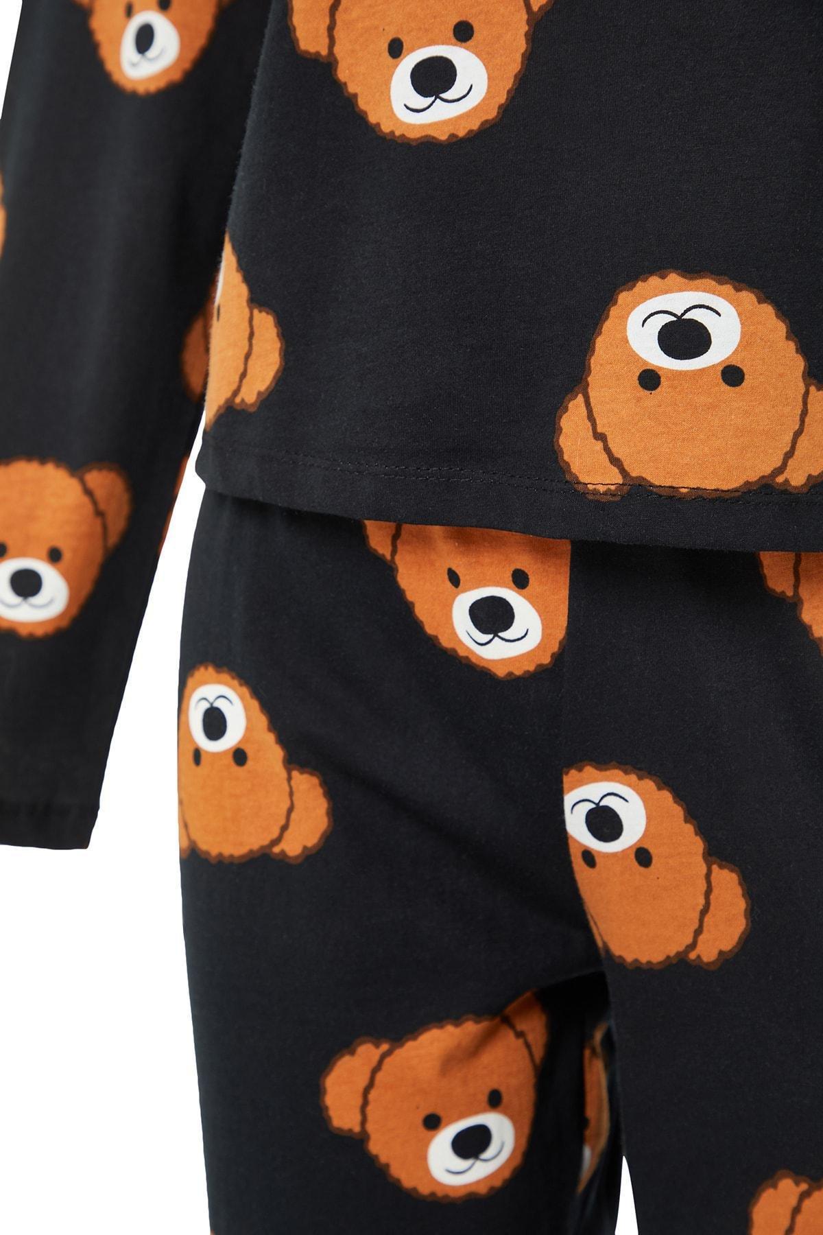Black Crew Neck Pyjama Set, , large image number 6