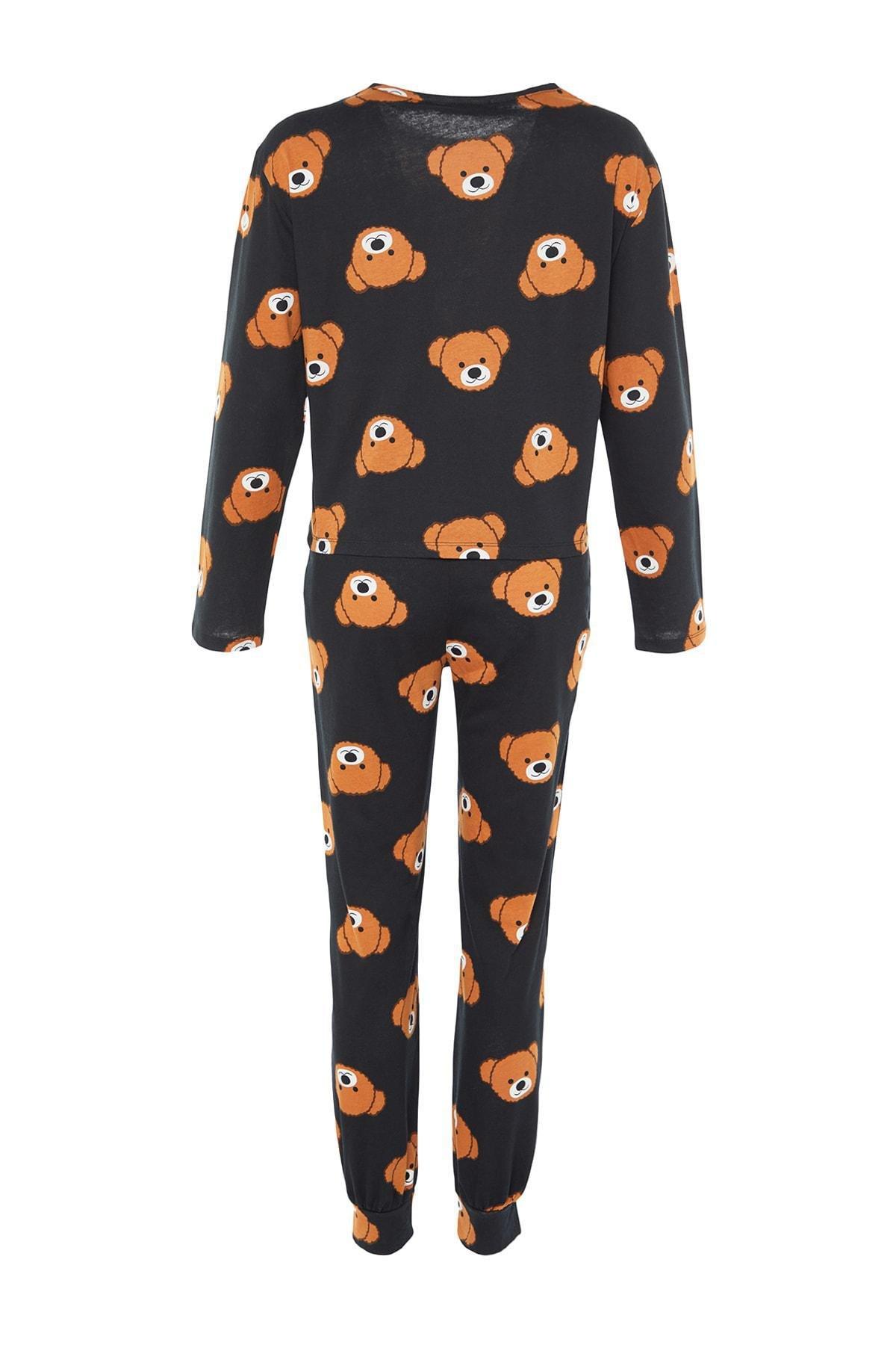 Black Crew Neck Pyjama Set, , large image number 7