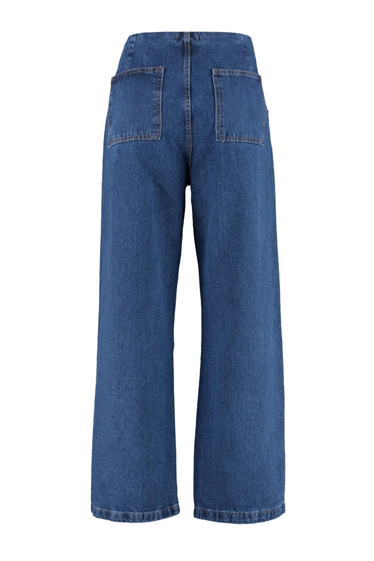 Blue Wide Leg Plus Size Jeans, , large image number 6