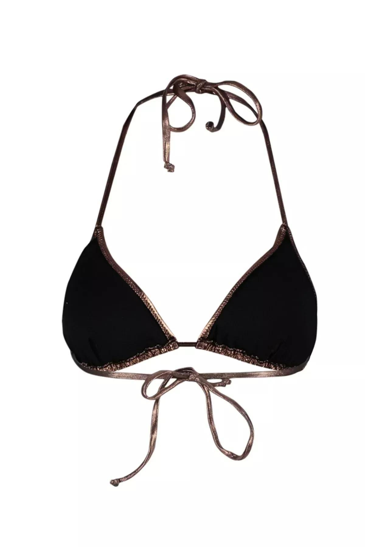 Brown Fitted Bikini Top, Brown, large image number 7