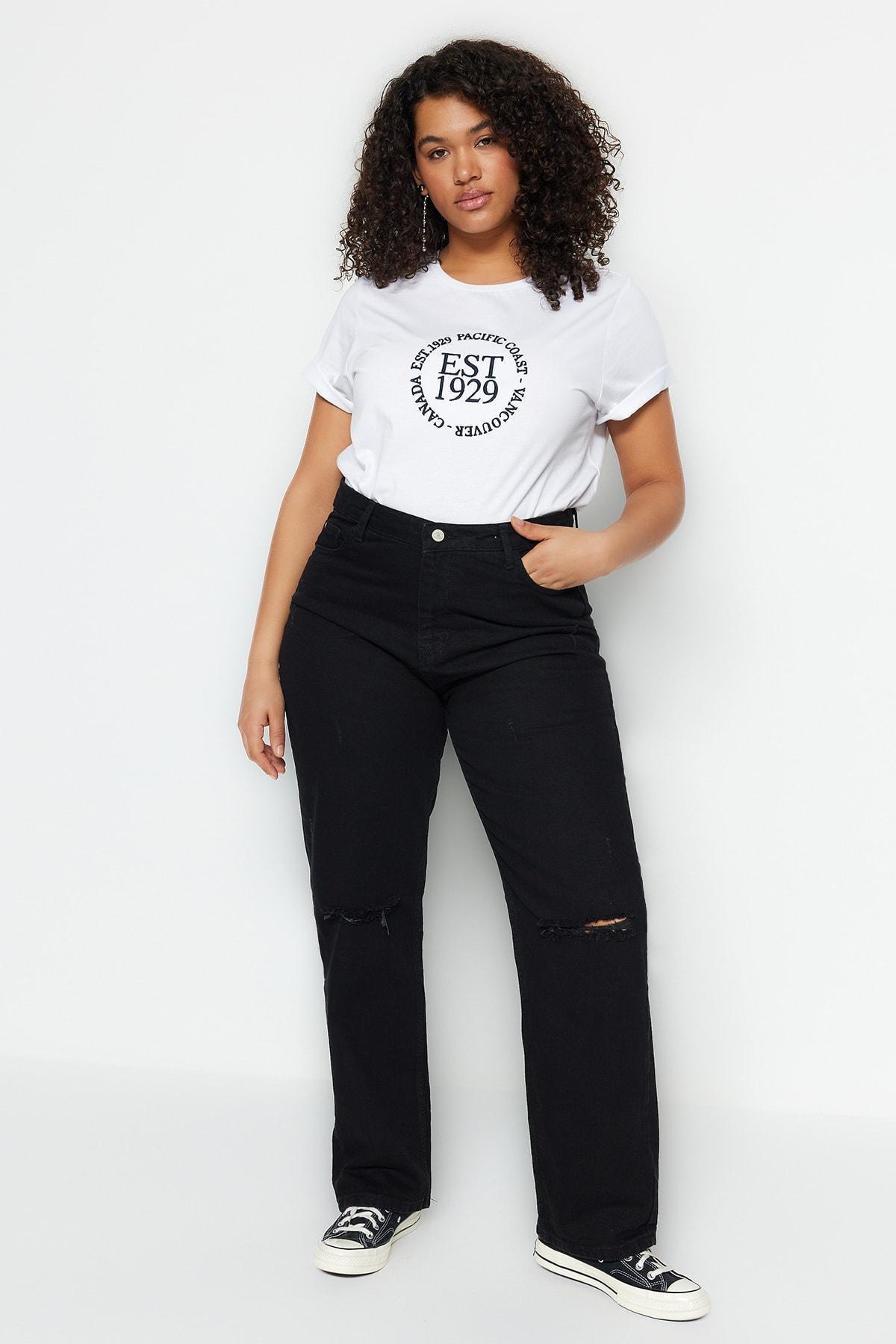 Black Bootcut Plus Size Jeans, , large image number 0