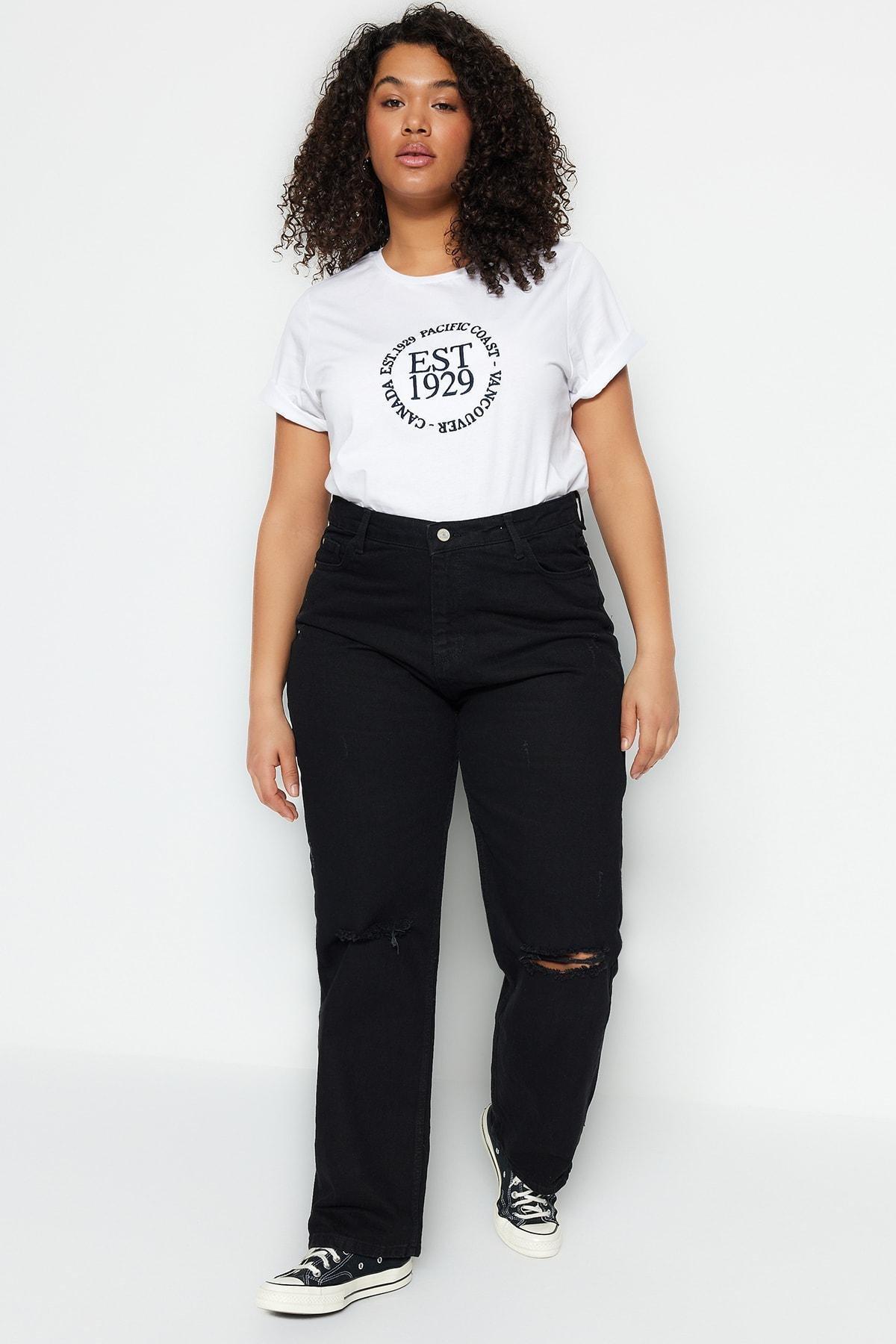 Black Bootcut Plus Size Jeans, , large image number 1