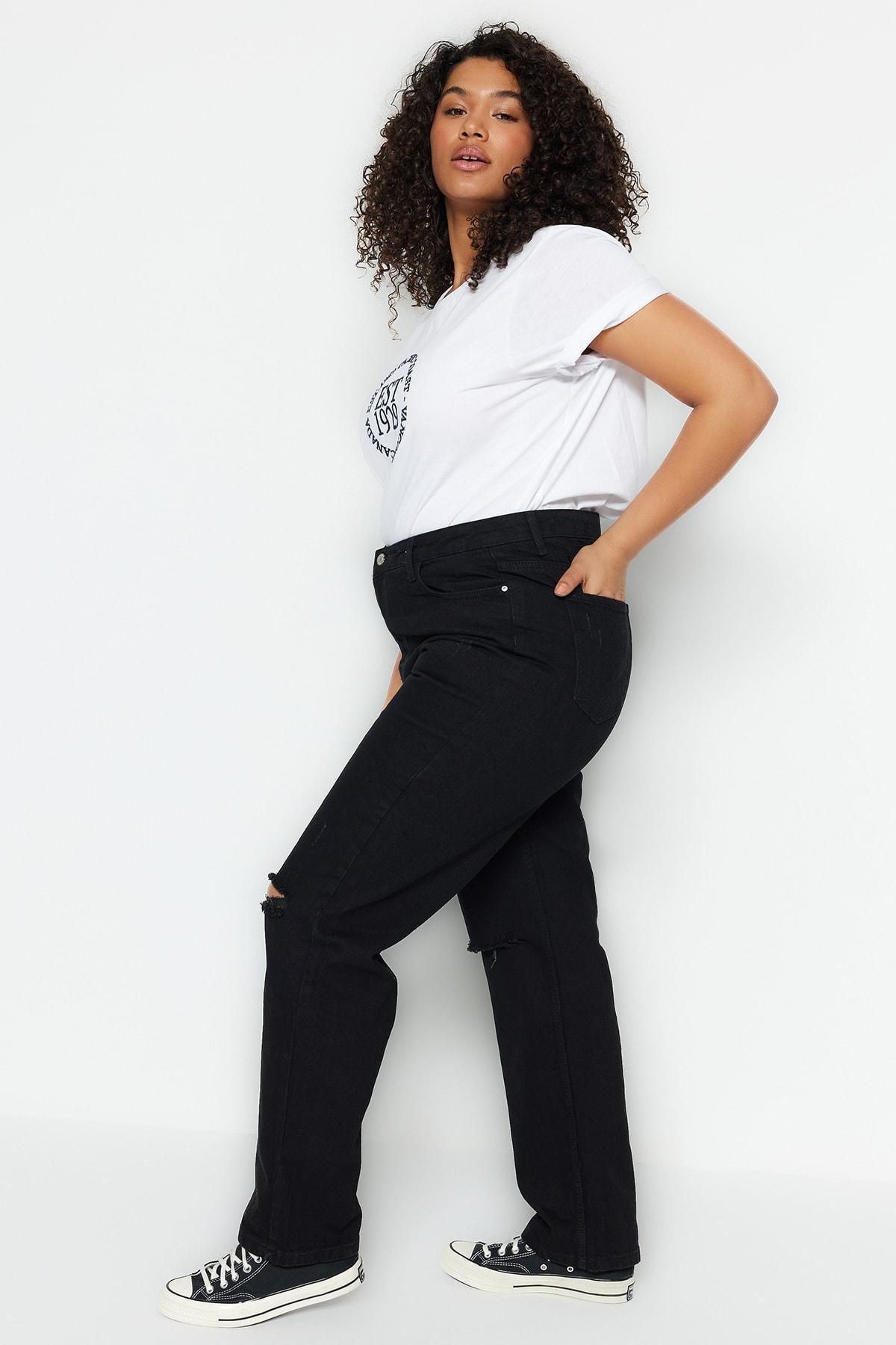 Black Bootcut Plus Size Jeans, , large image number 2