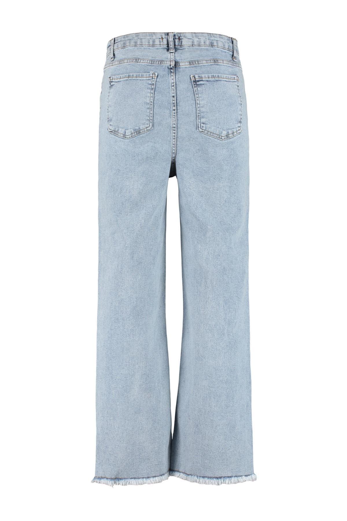 Blue Wide Leg Plus Size Jeans, , large image number 4