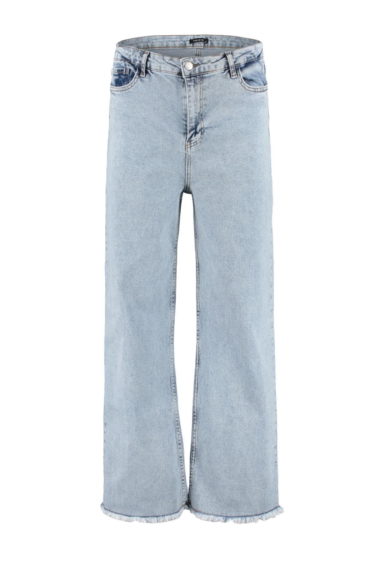 Blue Wide Leg Plus Size Jeans, , large image number 5