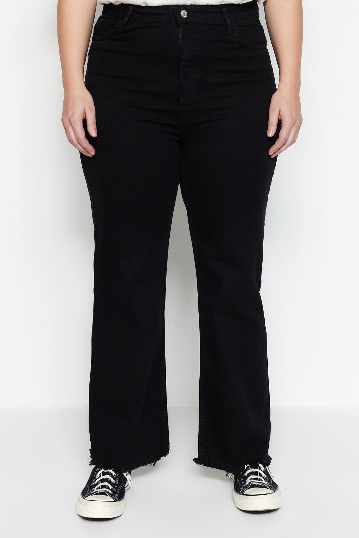 Black Wide Leg Plus Size Jeans, , large image number 3